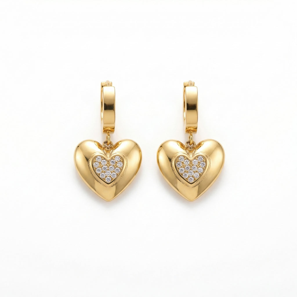 Golden Heart Drop Earrings