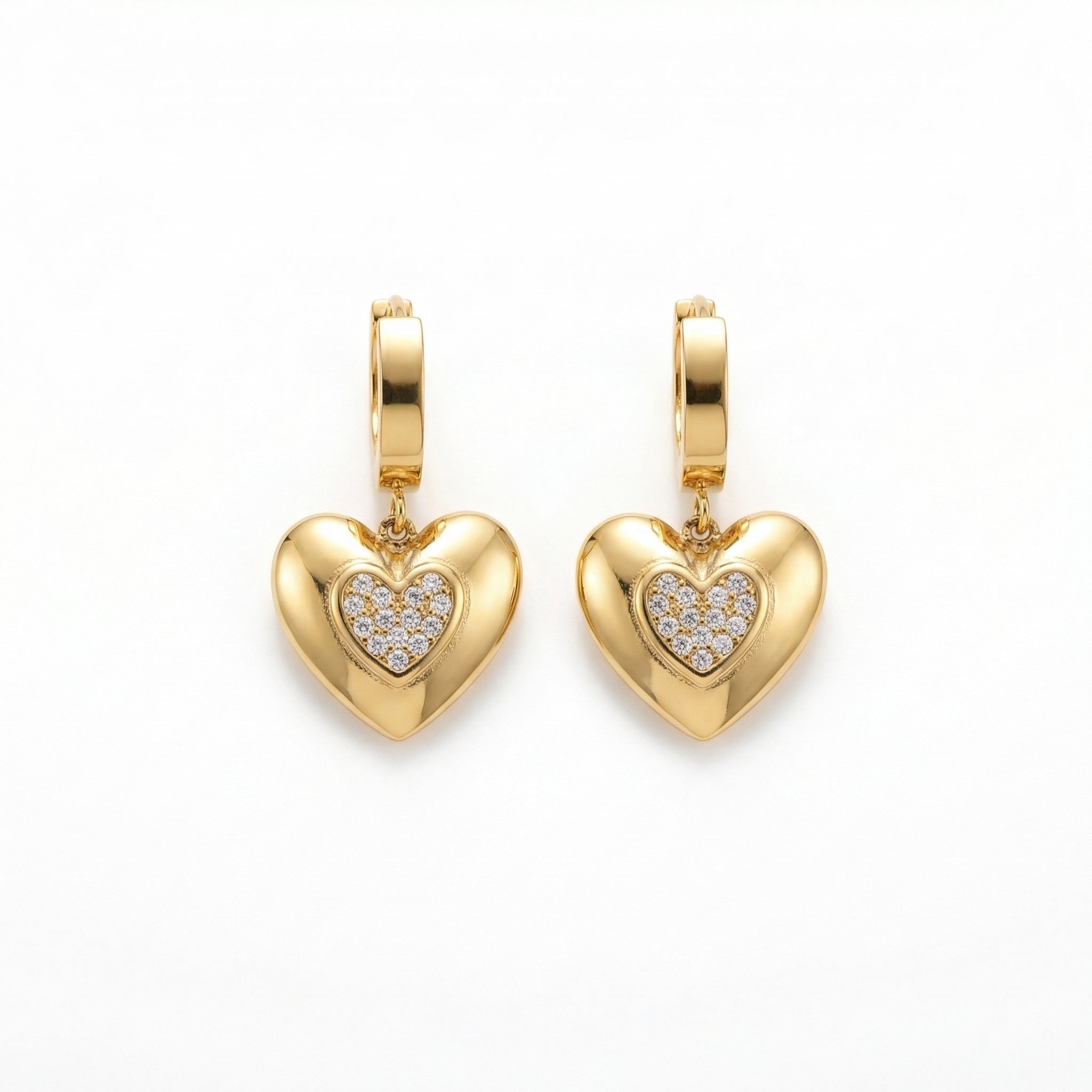 Golden Heart Drop Earrings