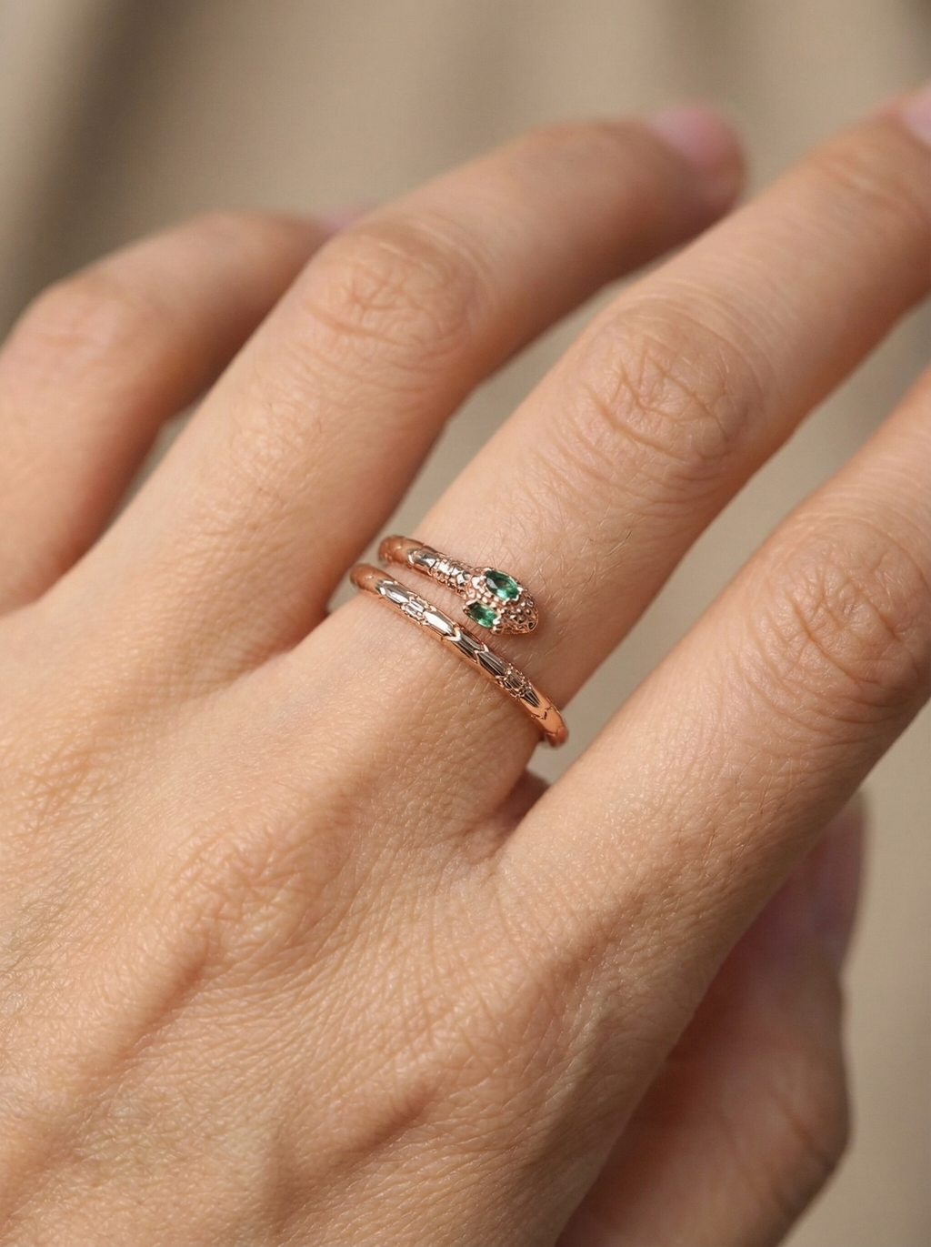 Emerald Serpent Wrap Ring