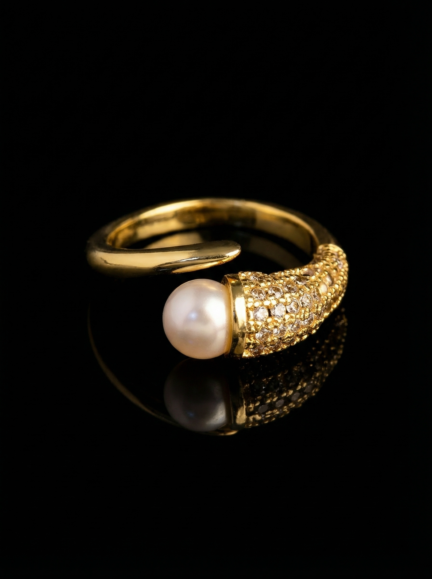 Pearl Pave Open Ring