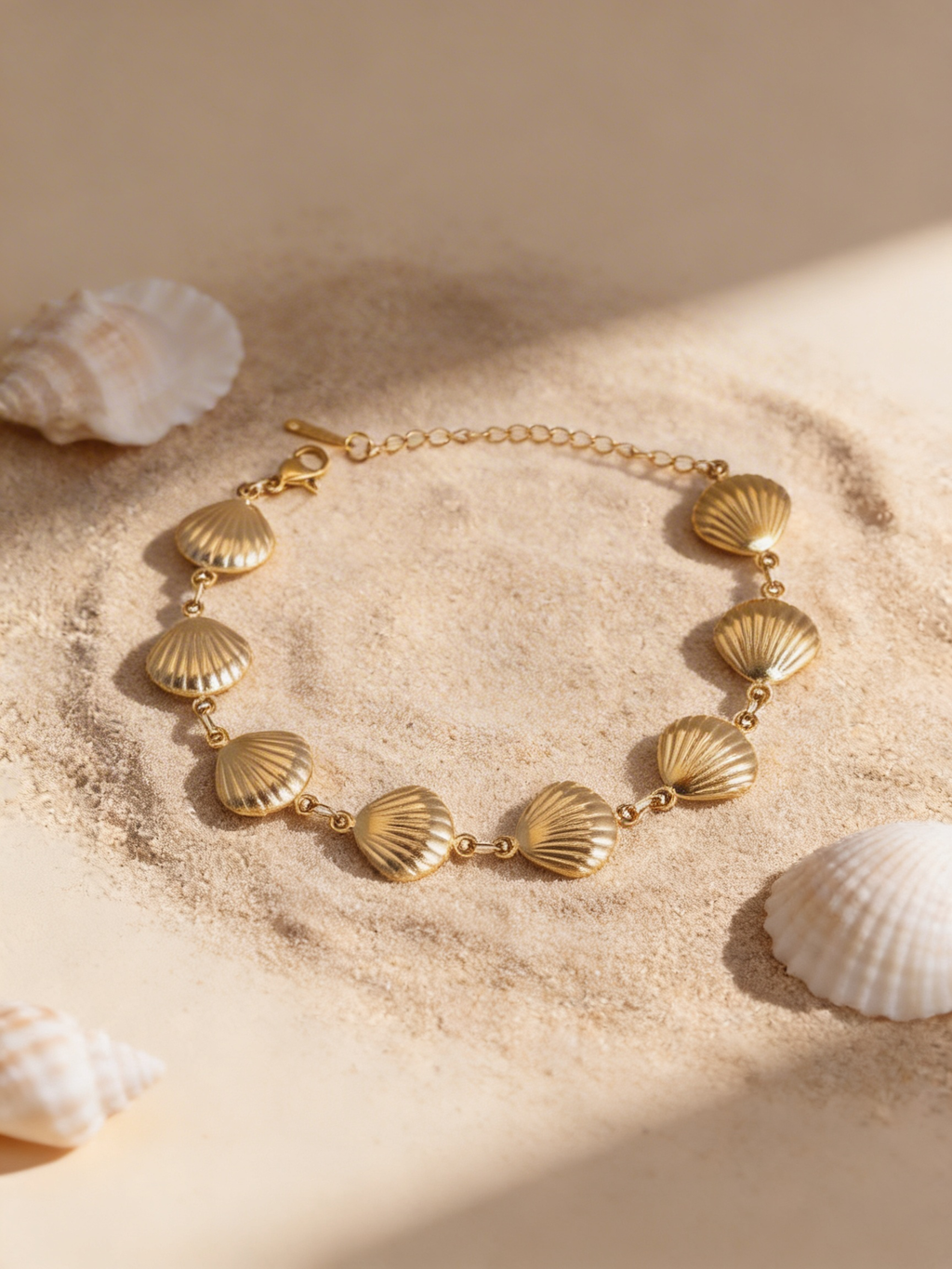 Modern Shell Charm Gold Bracelet