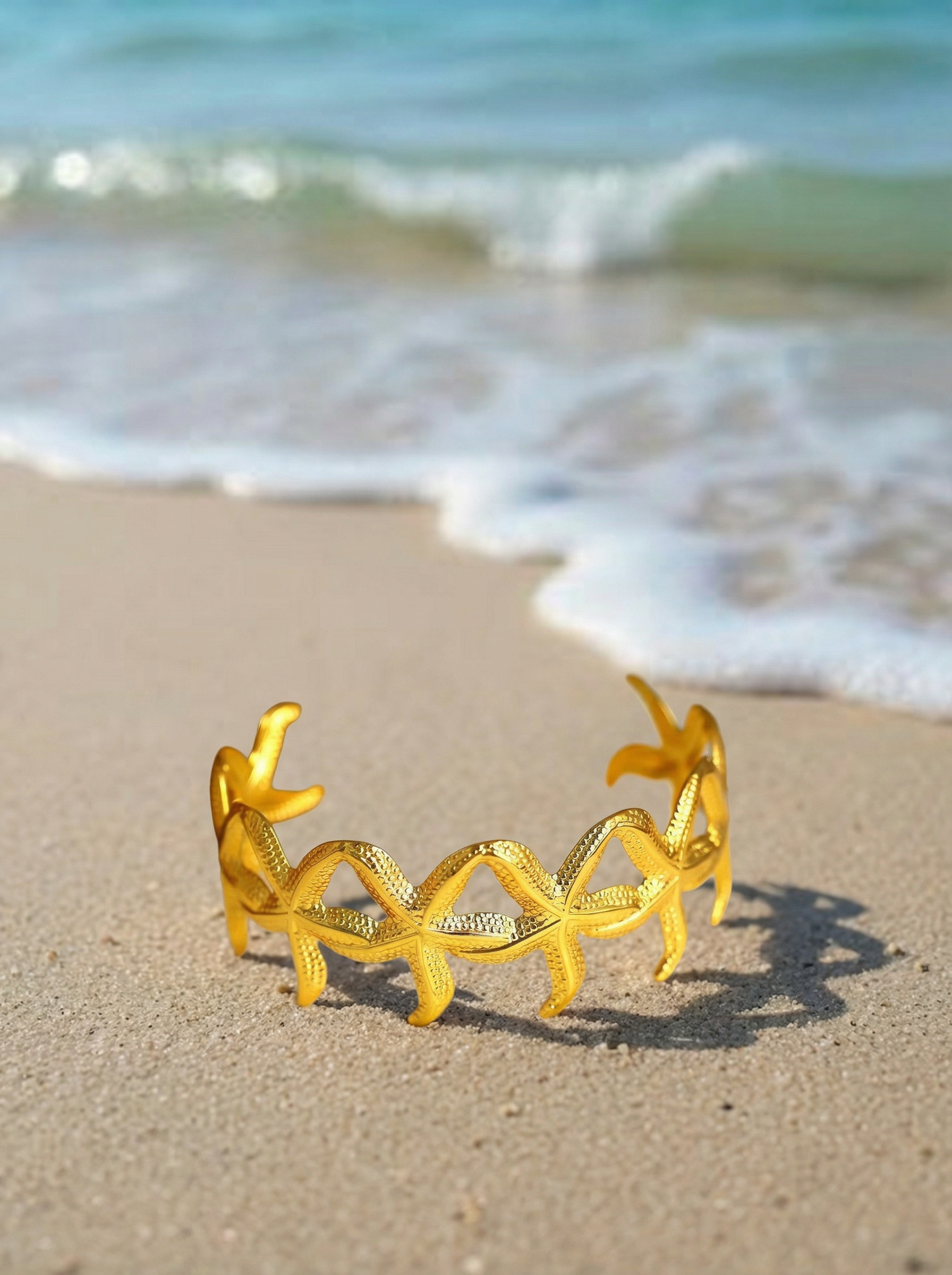 Ocean Starfish Statement Gold Cuff Bracelet