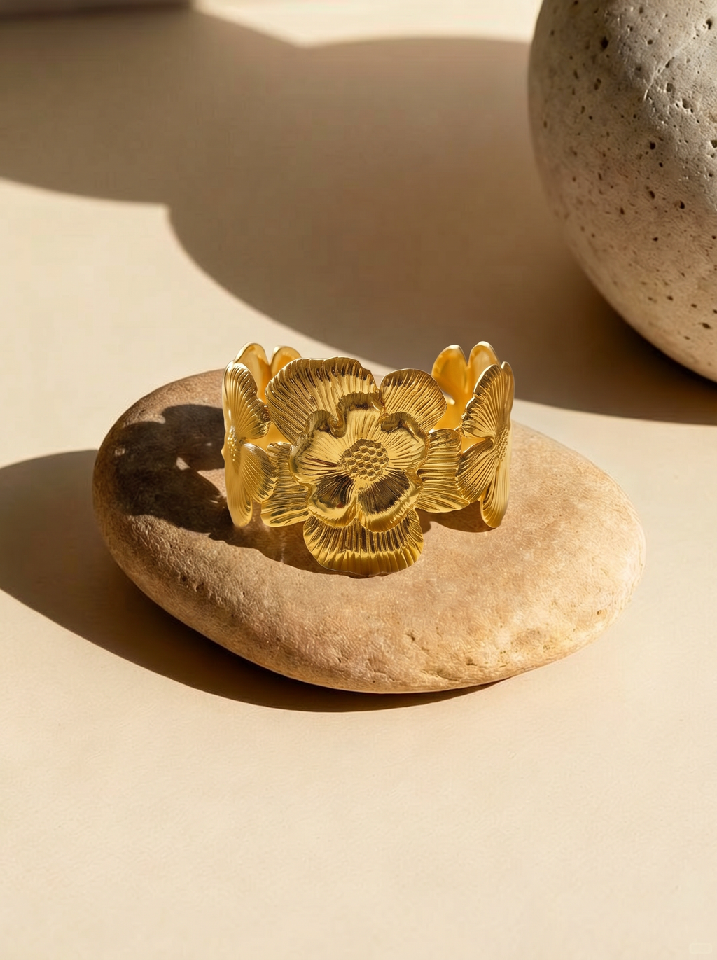 Bloom Sculptural Statement Gold Cuff Bracelet