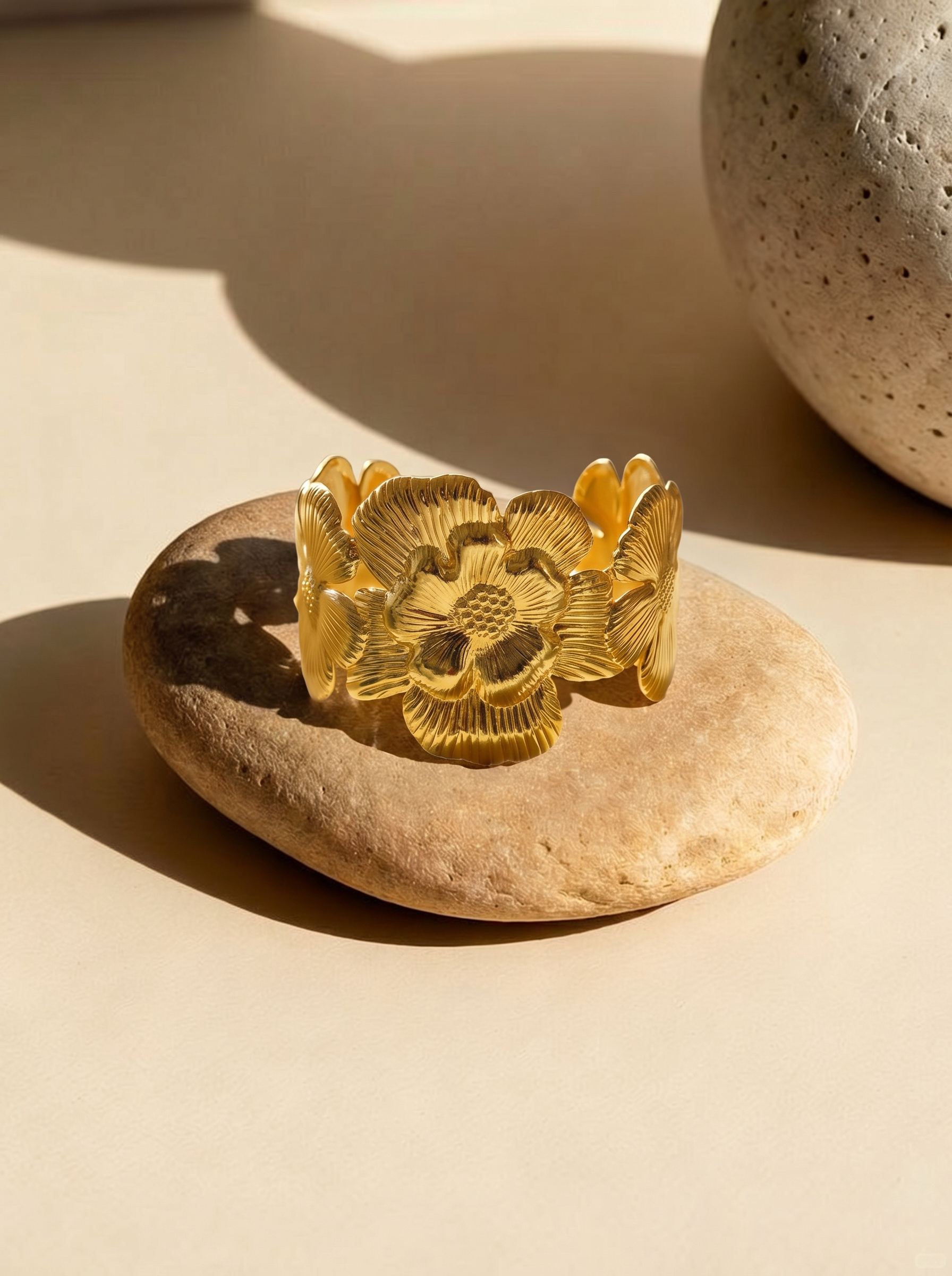 Bloom Sculptural Statement Gold Cuff Bracelet