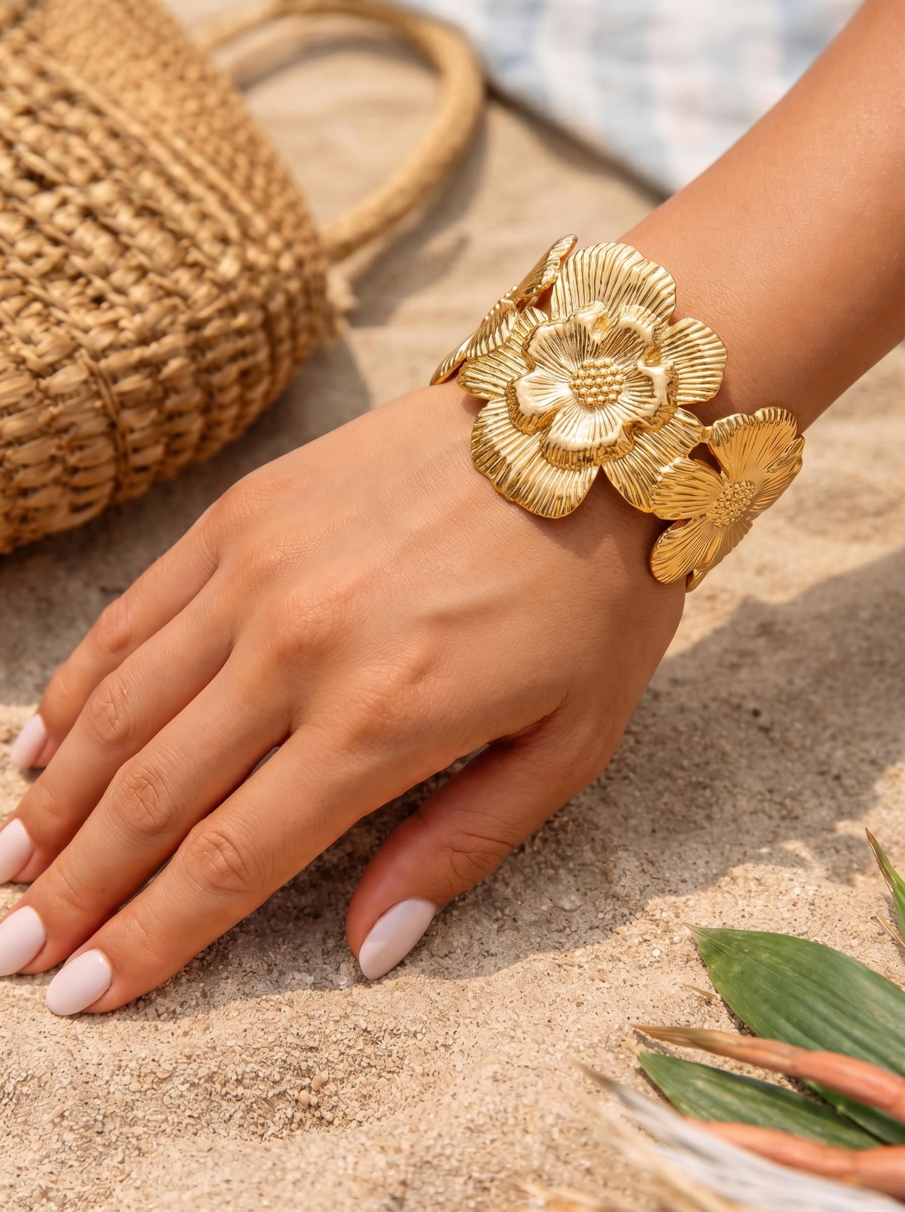 Bloom Sculptural Statement Gold Cuff Bracelet