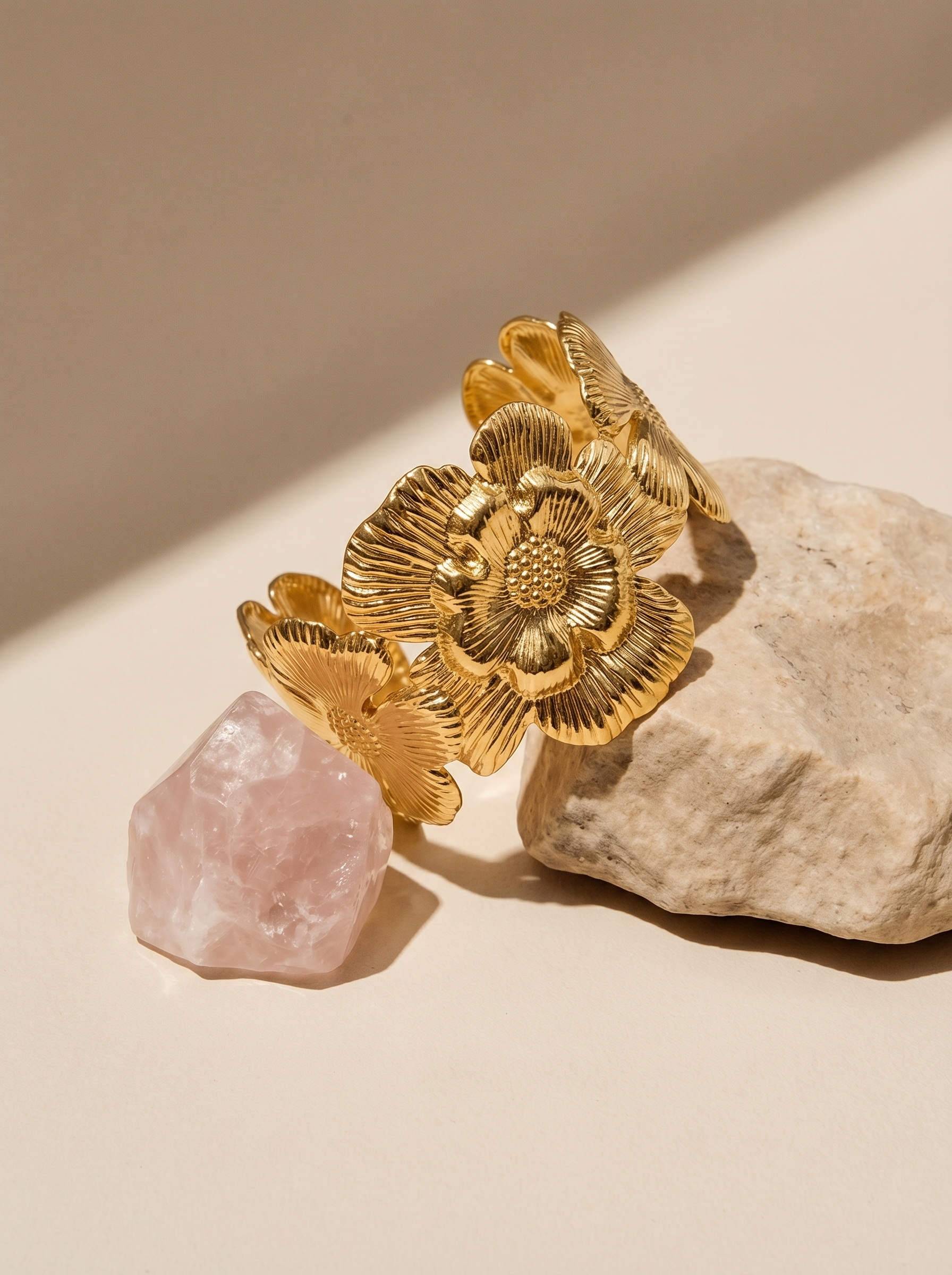Bloom Sculptural Statement Gold Cuff Bracelet