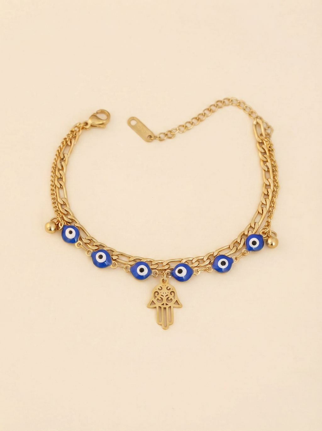 Modern Evil Eye Charm Gold Bracelet