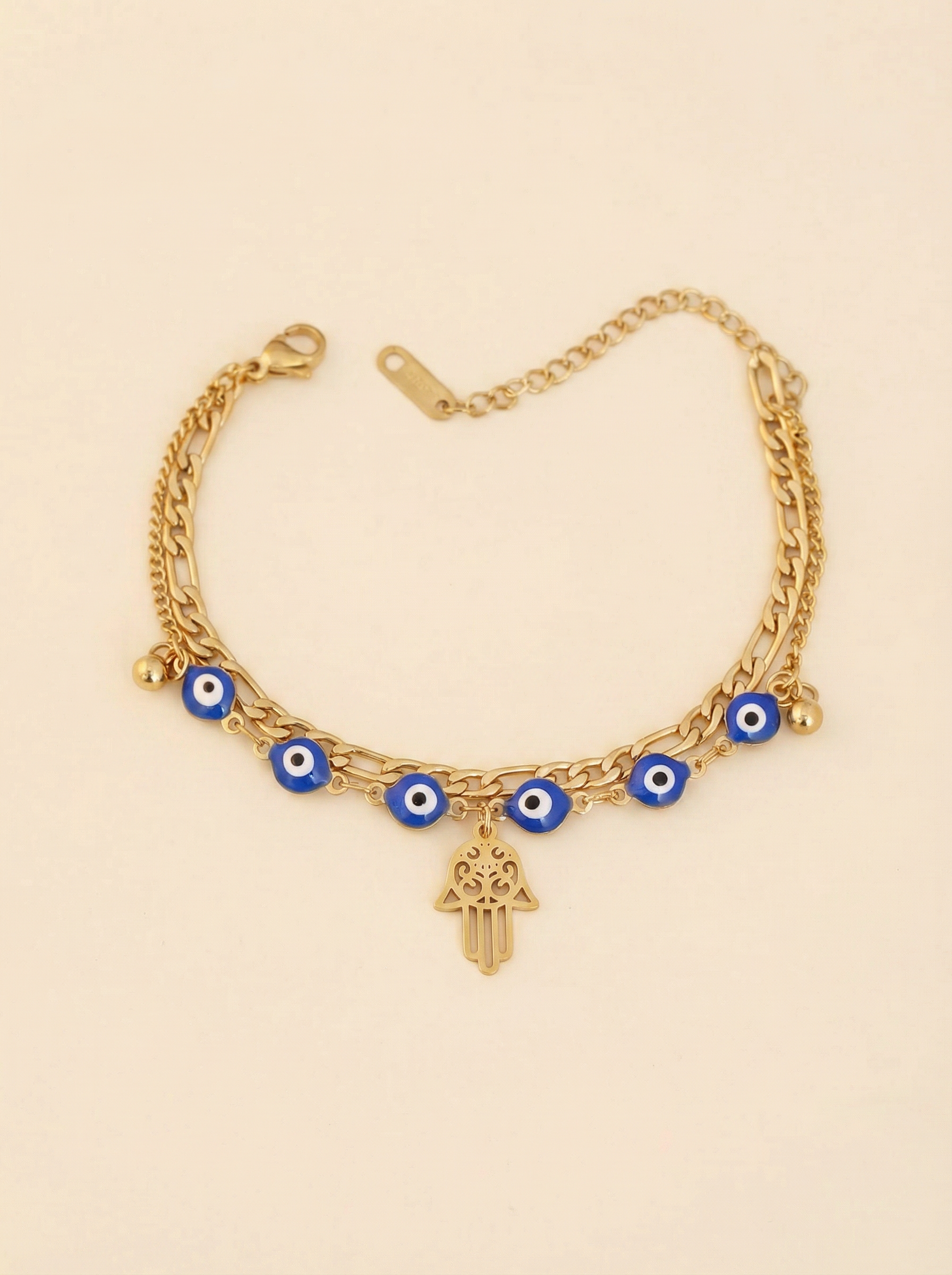 Modern Evil Eye Charm Gold Bracelet