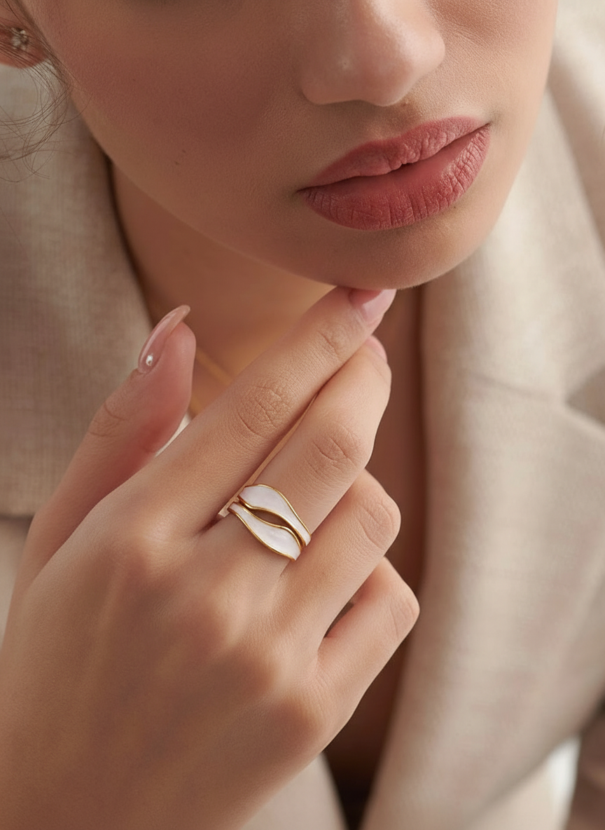 Wave Enamel Open Ring