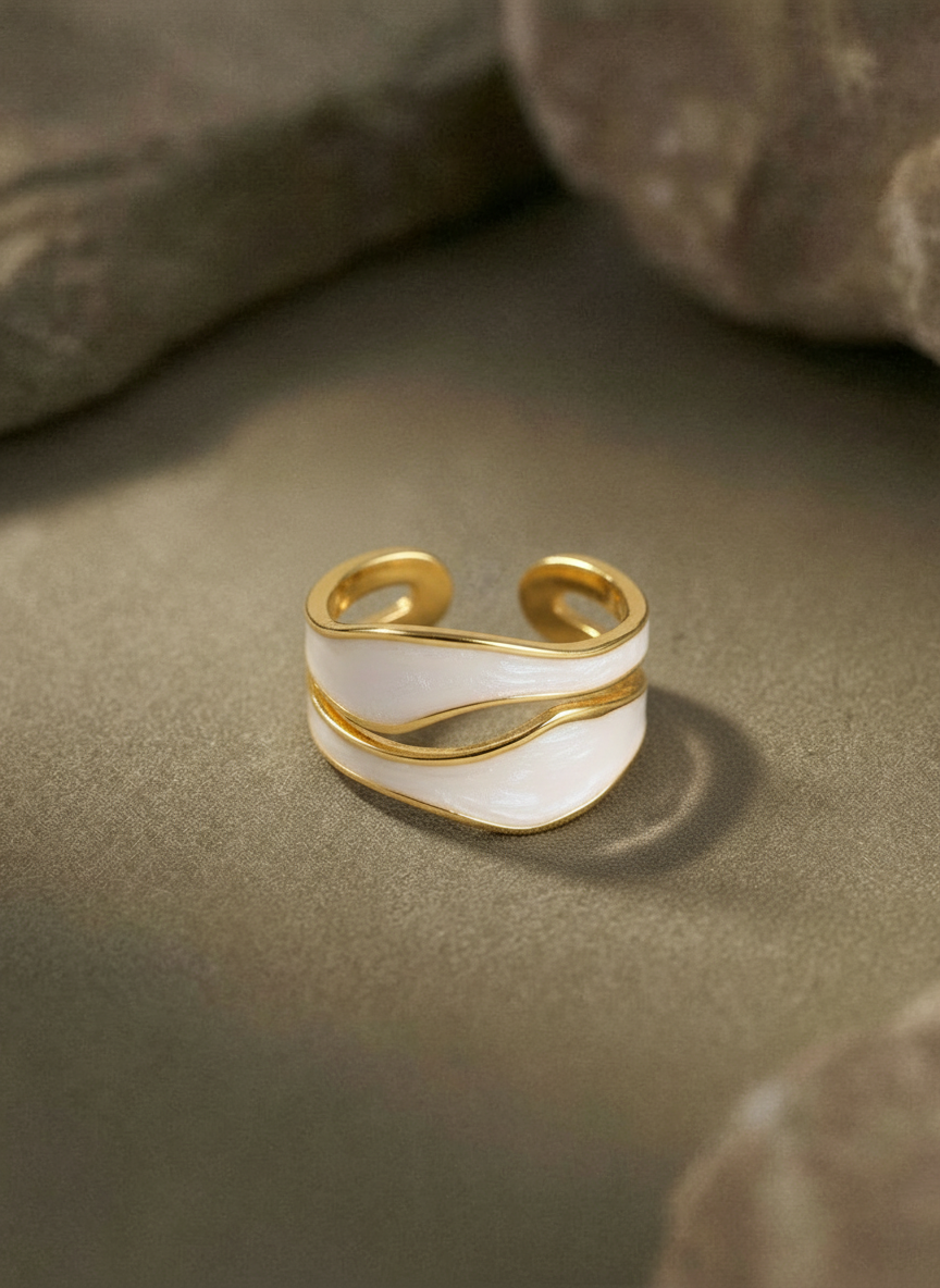 Wave Enamel Open Ring