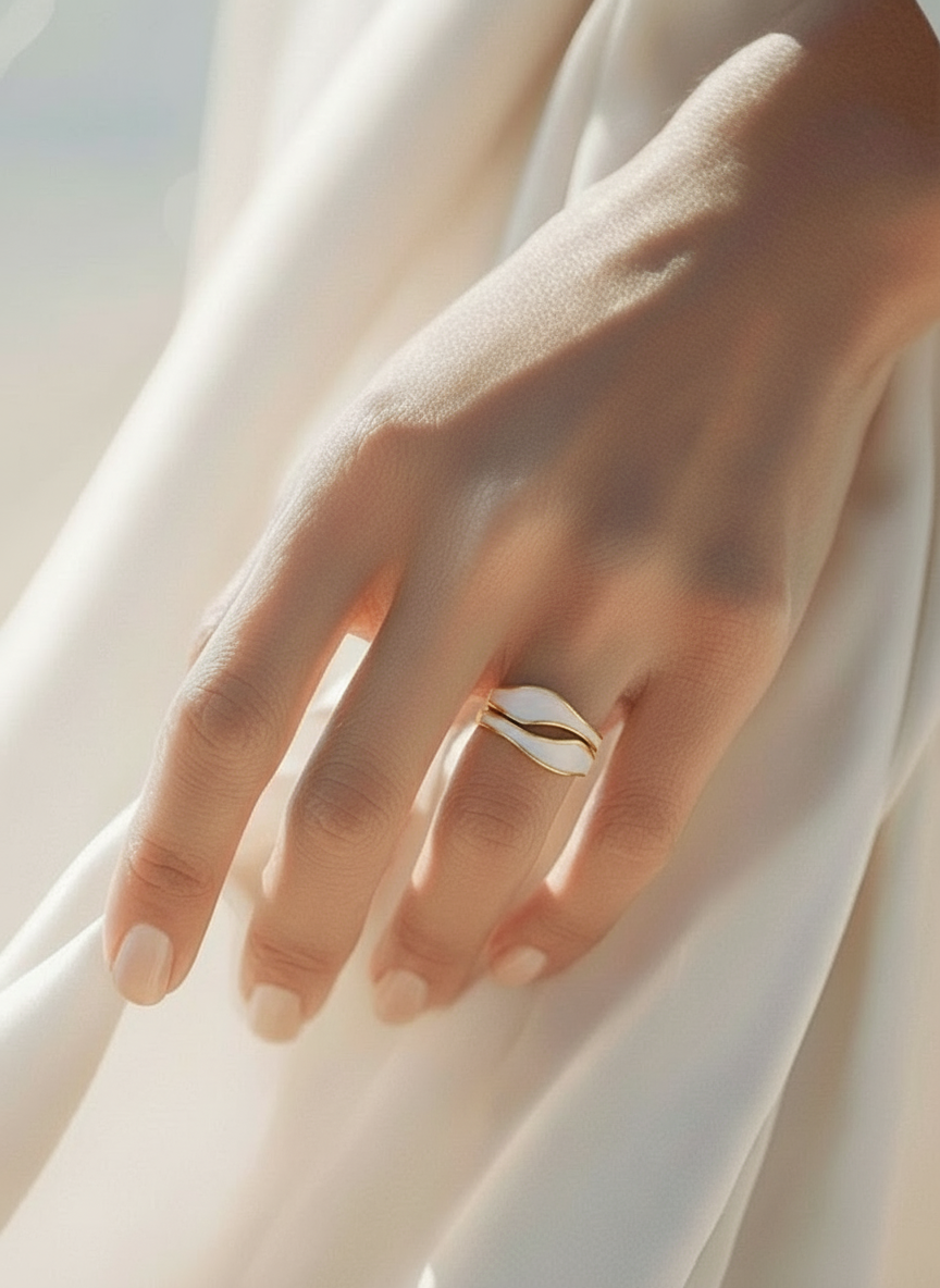 Wave Enamel Open Ring