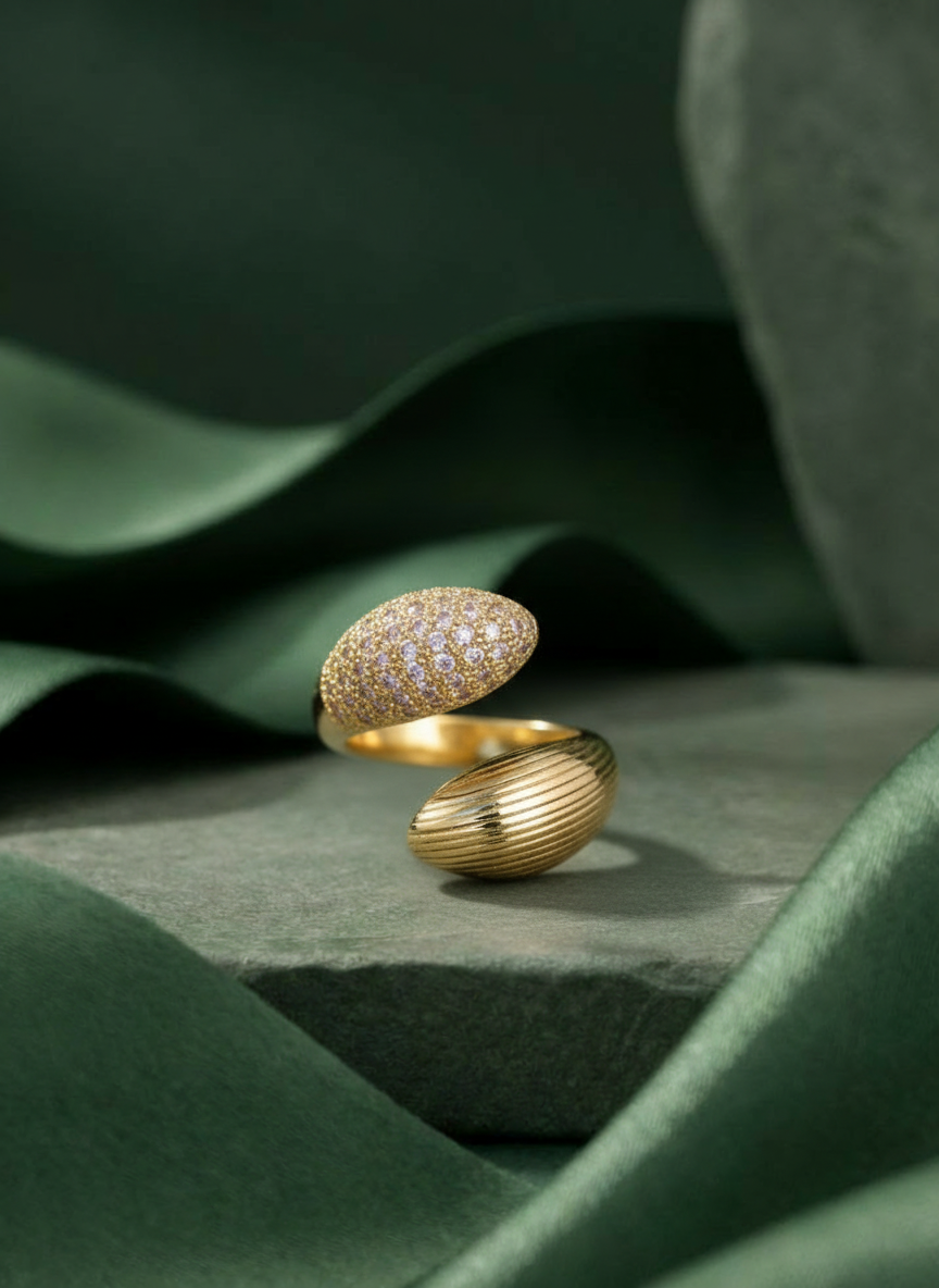 Dual Dome Pavé Ring