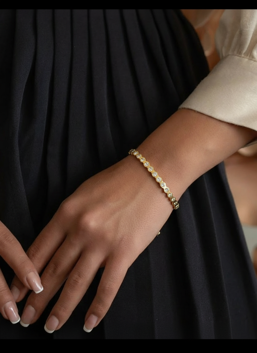 Scalloped Crystal Tennis Bracelet