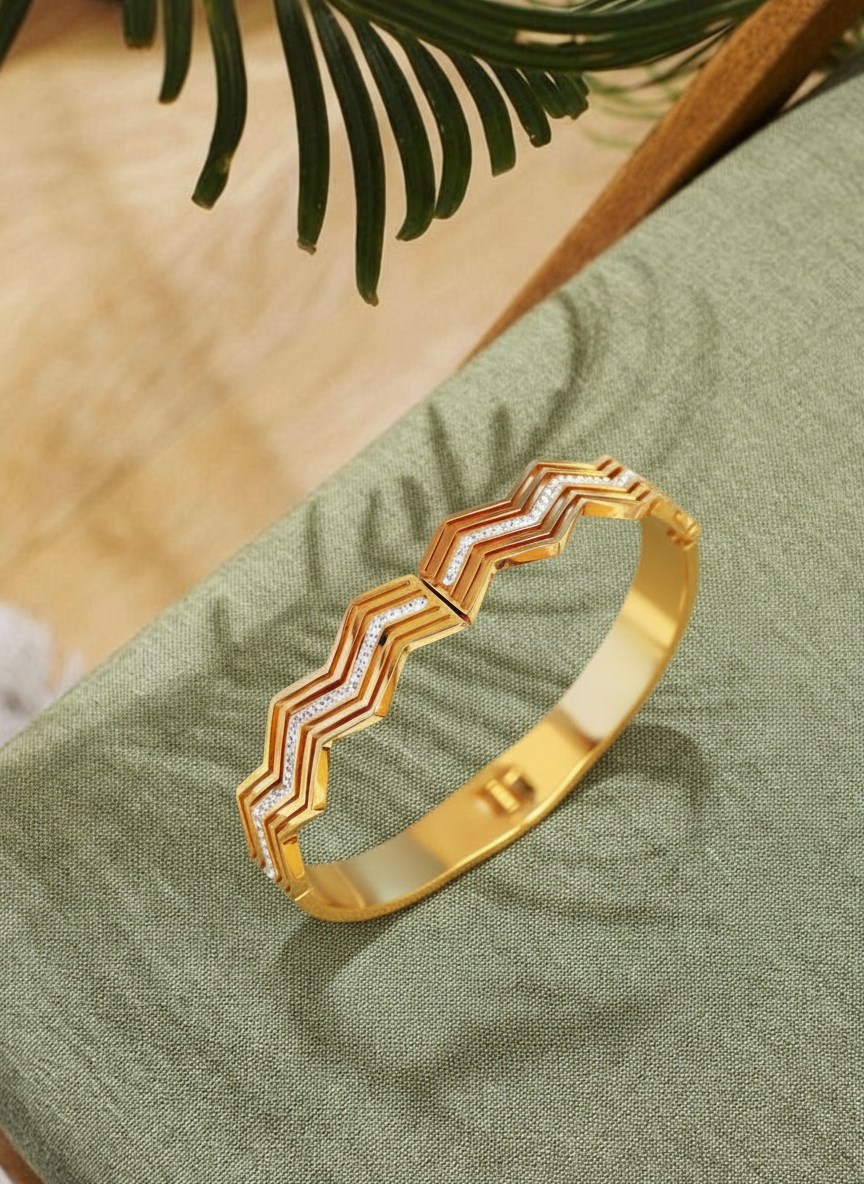Geometric Chevron Crystal Cuff
