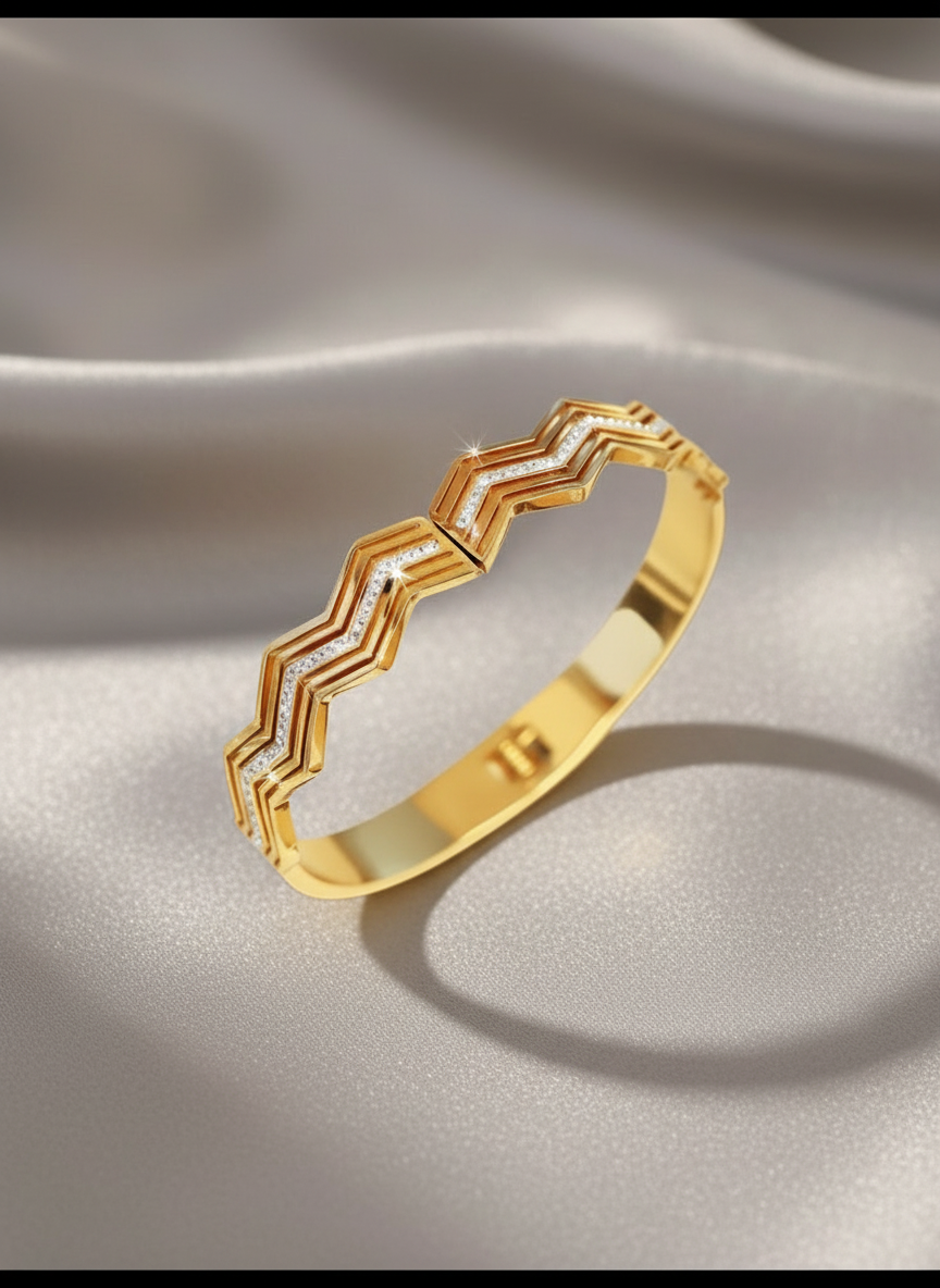 Geometric Chevron Crystal Cuff