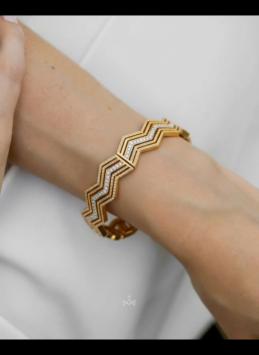 Geometric Chevron Crystal Cuff