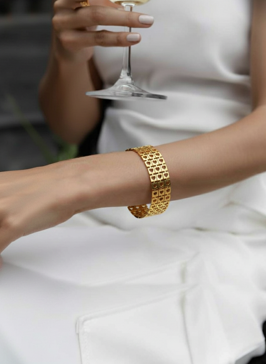 Heart Lattice Statement Cuff
