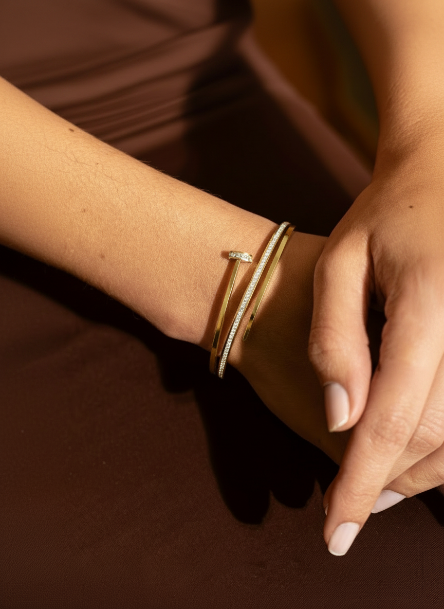 Crystal Nail Cuff Bracelet For Women