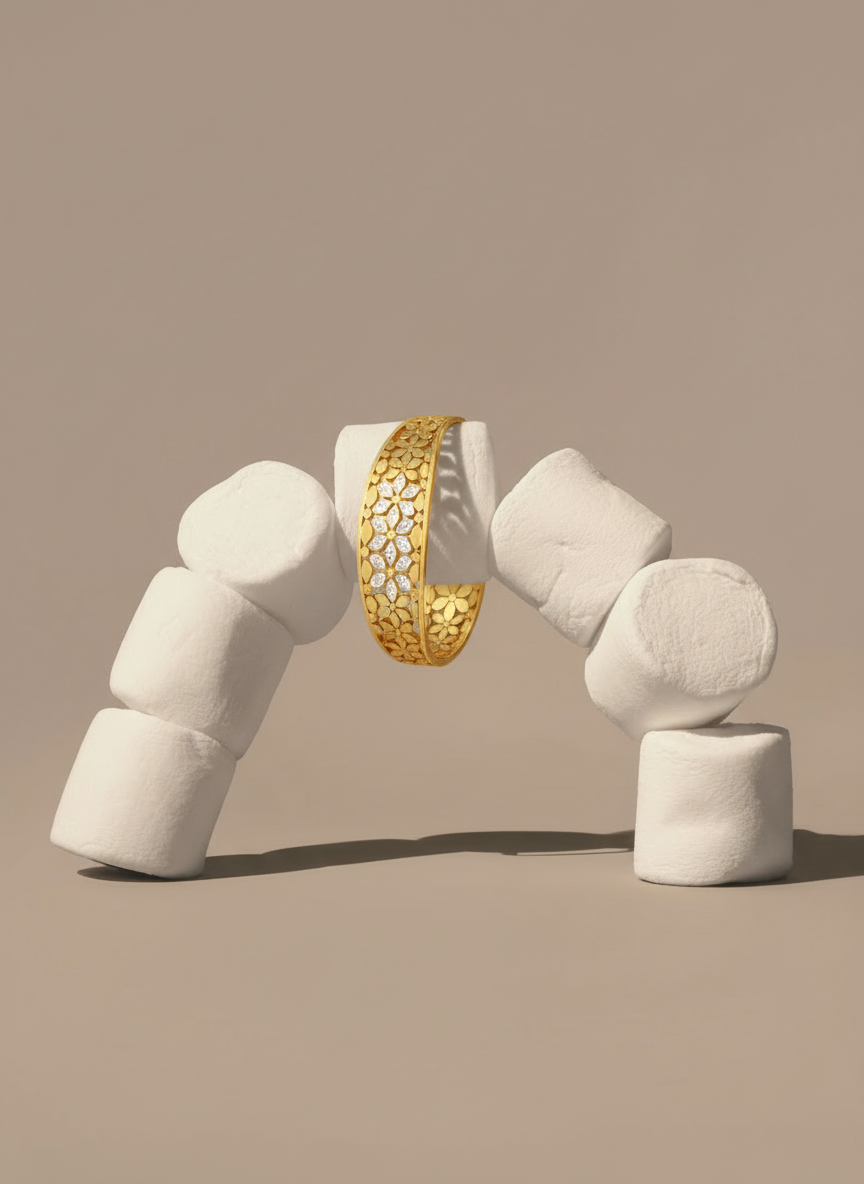 Floral Mosaic Gold Bangle