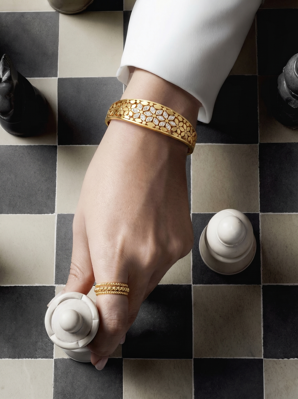 Floral Mosaic Gold Bangle