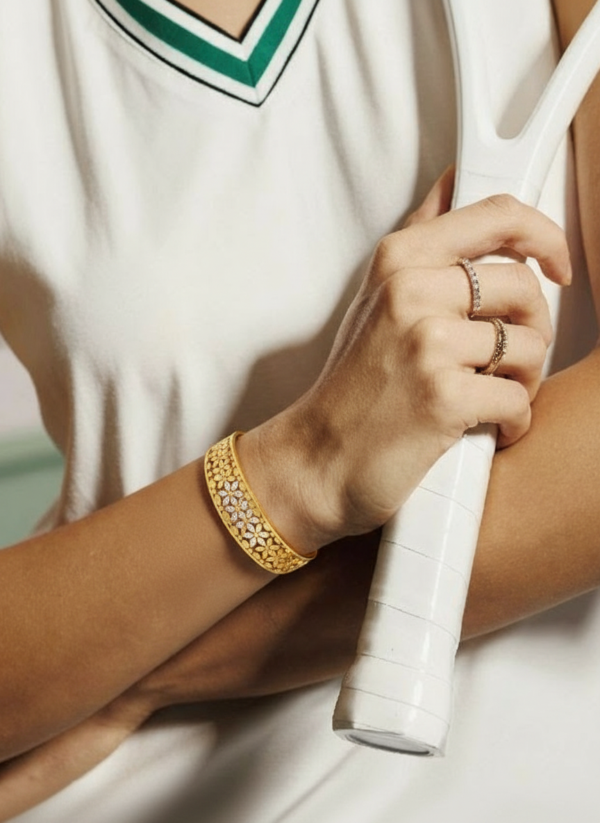 Floral Mosaic Gold Bangle