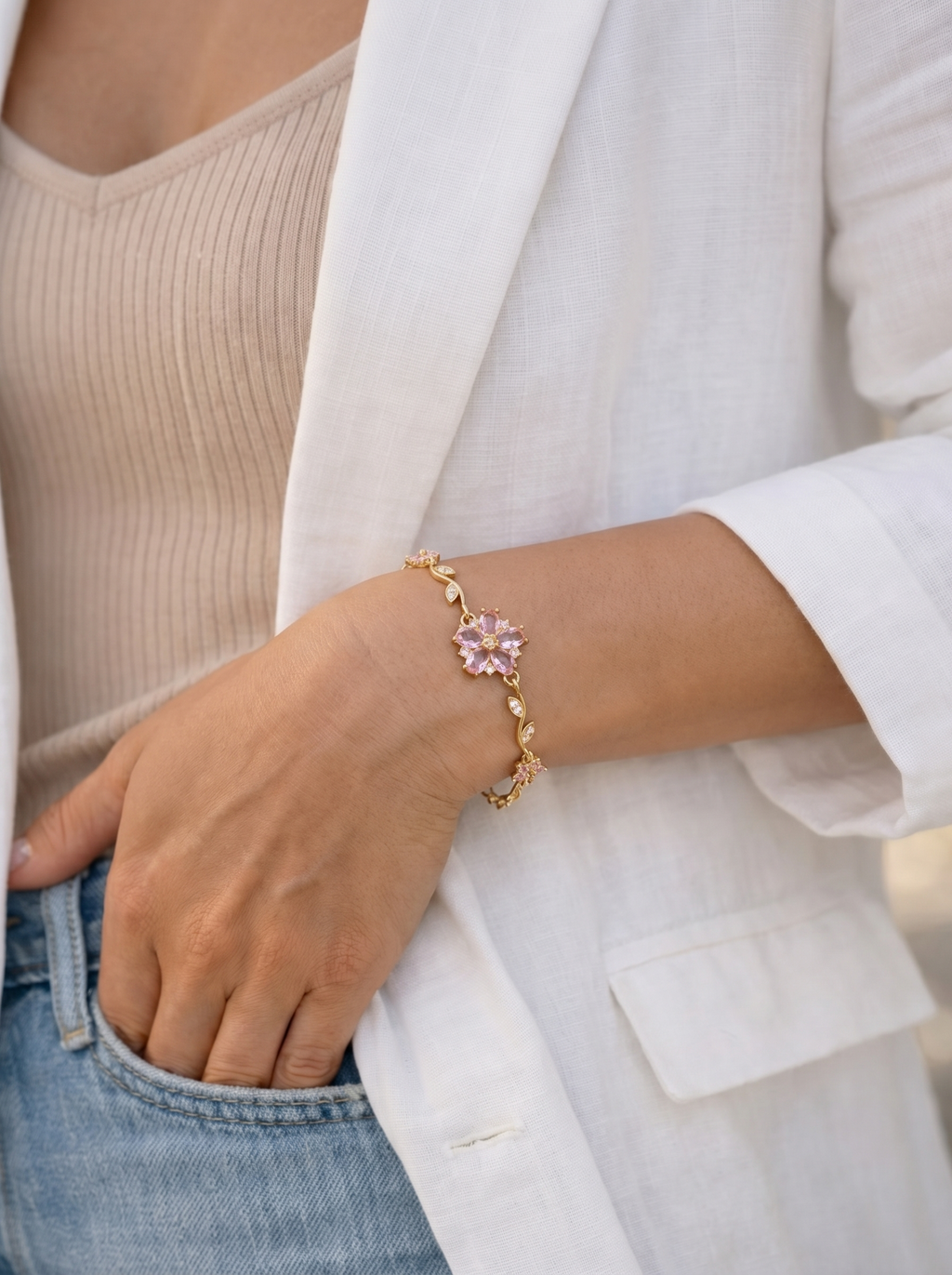 Blush Bloom Floral Tulip Bracelet