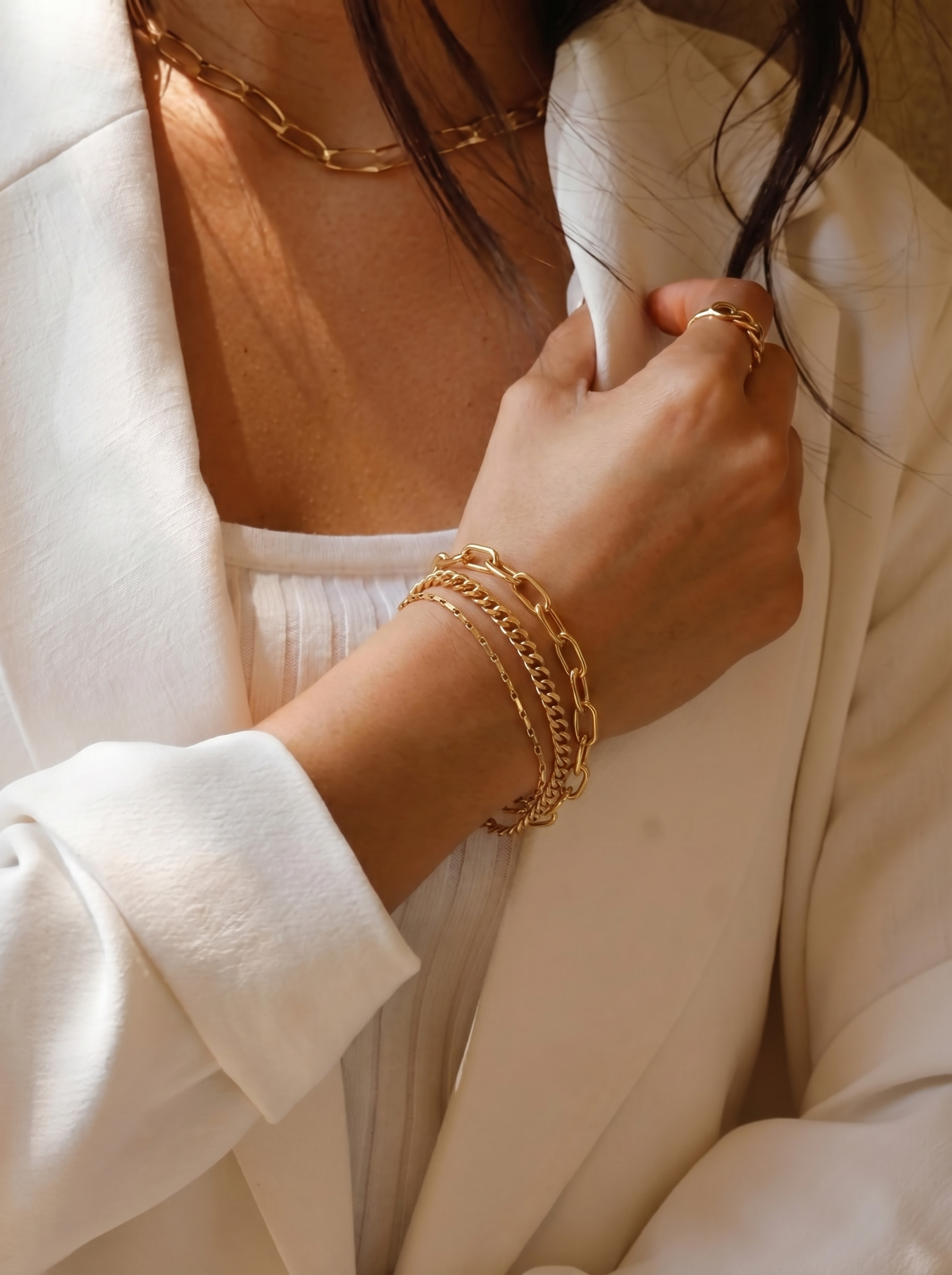 Layered Chain Statement Gold Bracelet