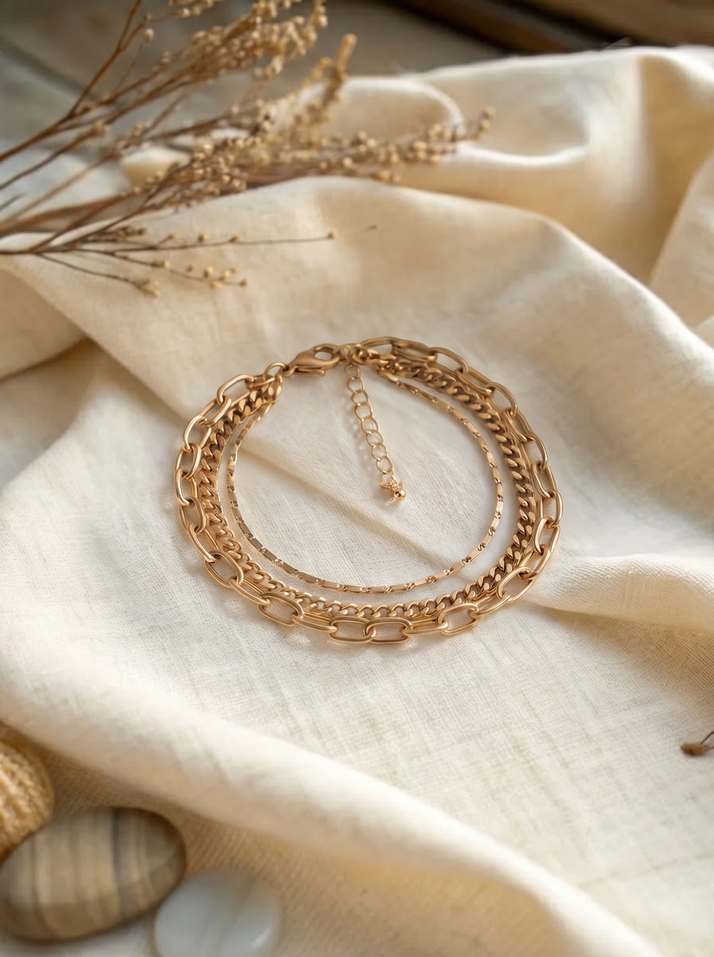 Layered Chain Statement Gold Bracelet
