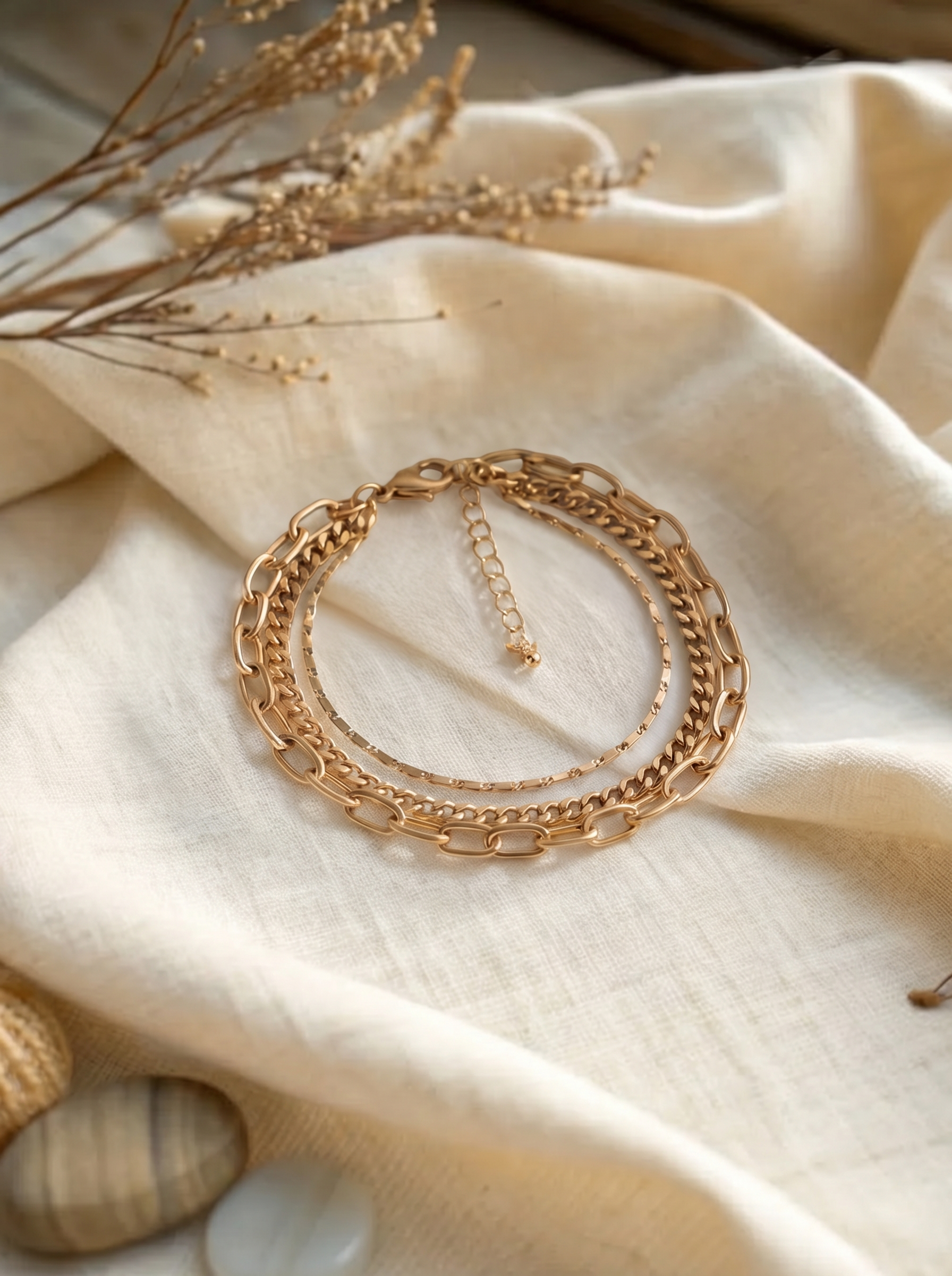 Layered Chain Statement Gold Bracelet