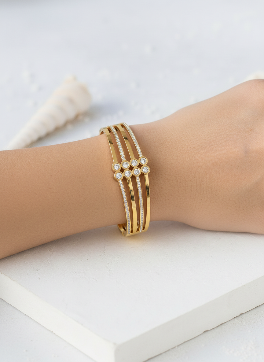 Celeste Cluster Gold Bangle