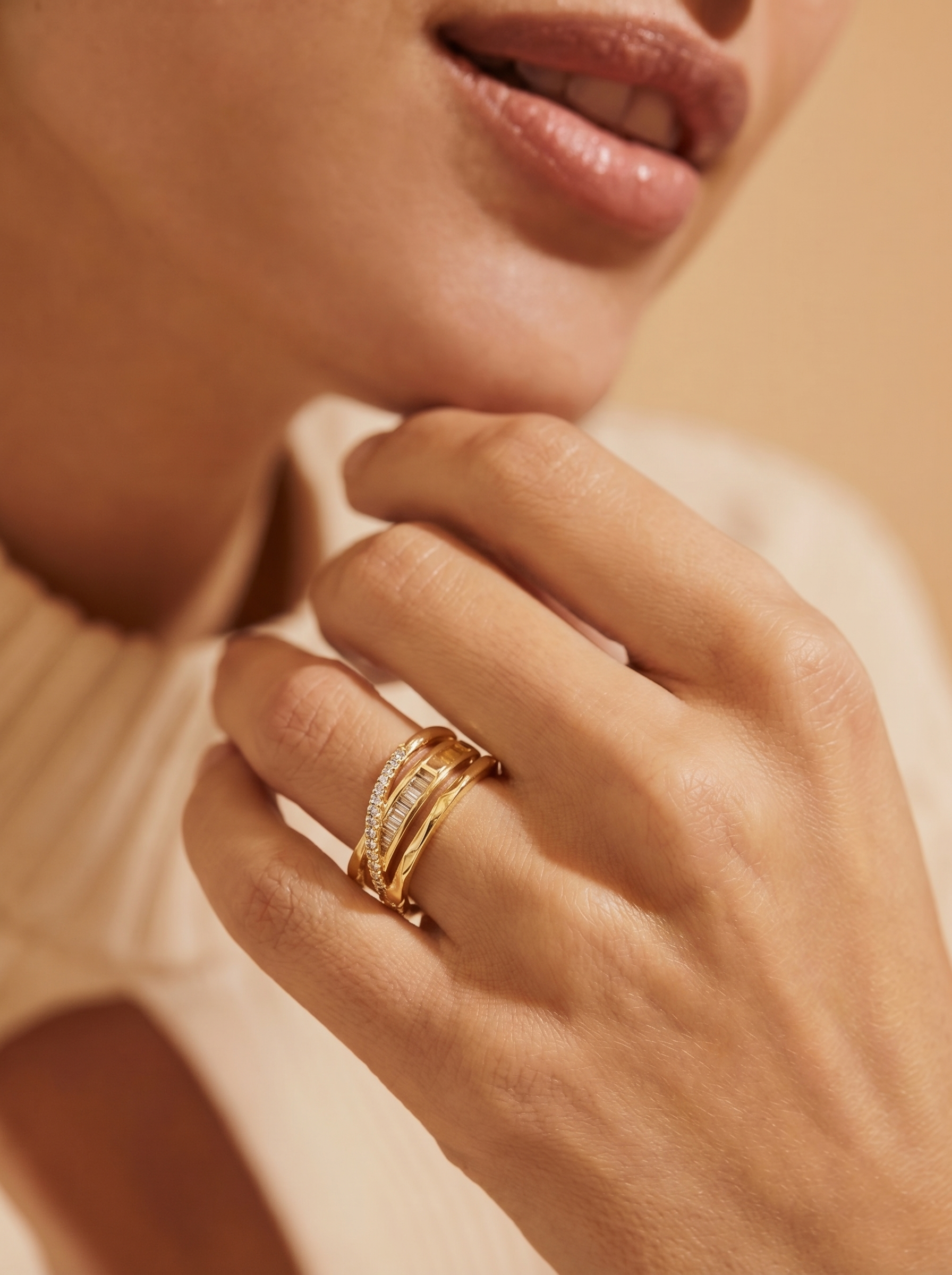 Crisscross Baguette Ring