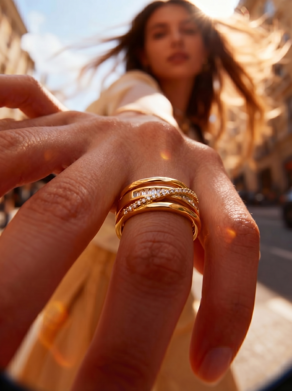 Crisscross Baguette Ring
