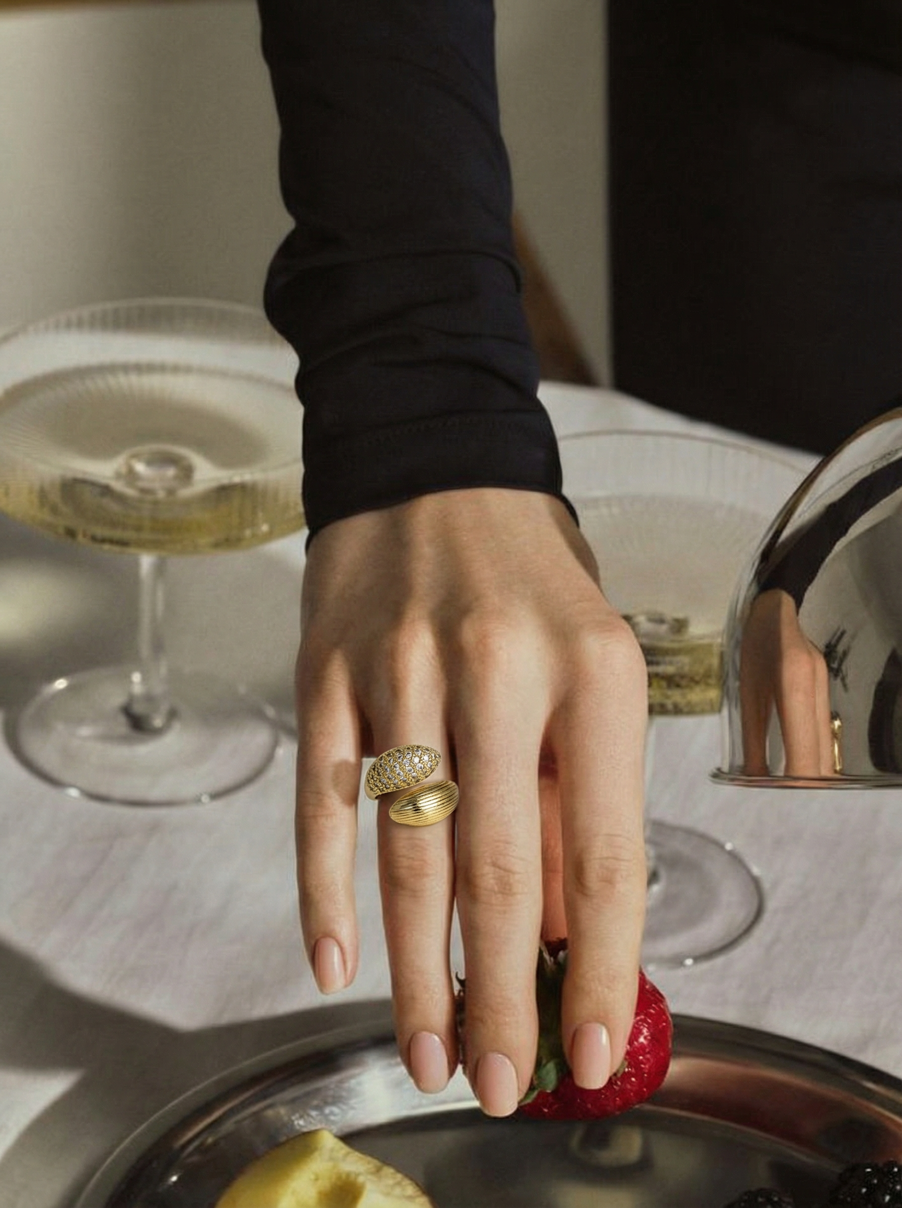 Dual Dome Pavé Ring