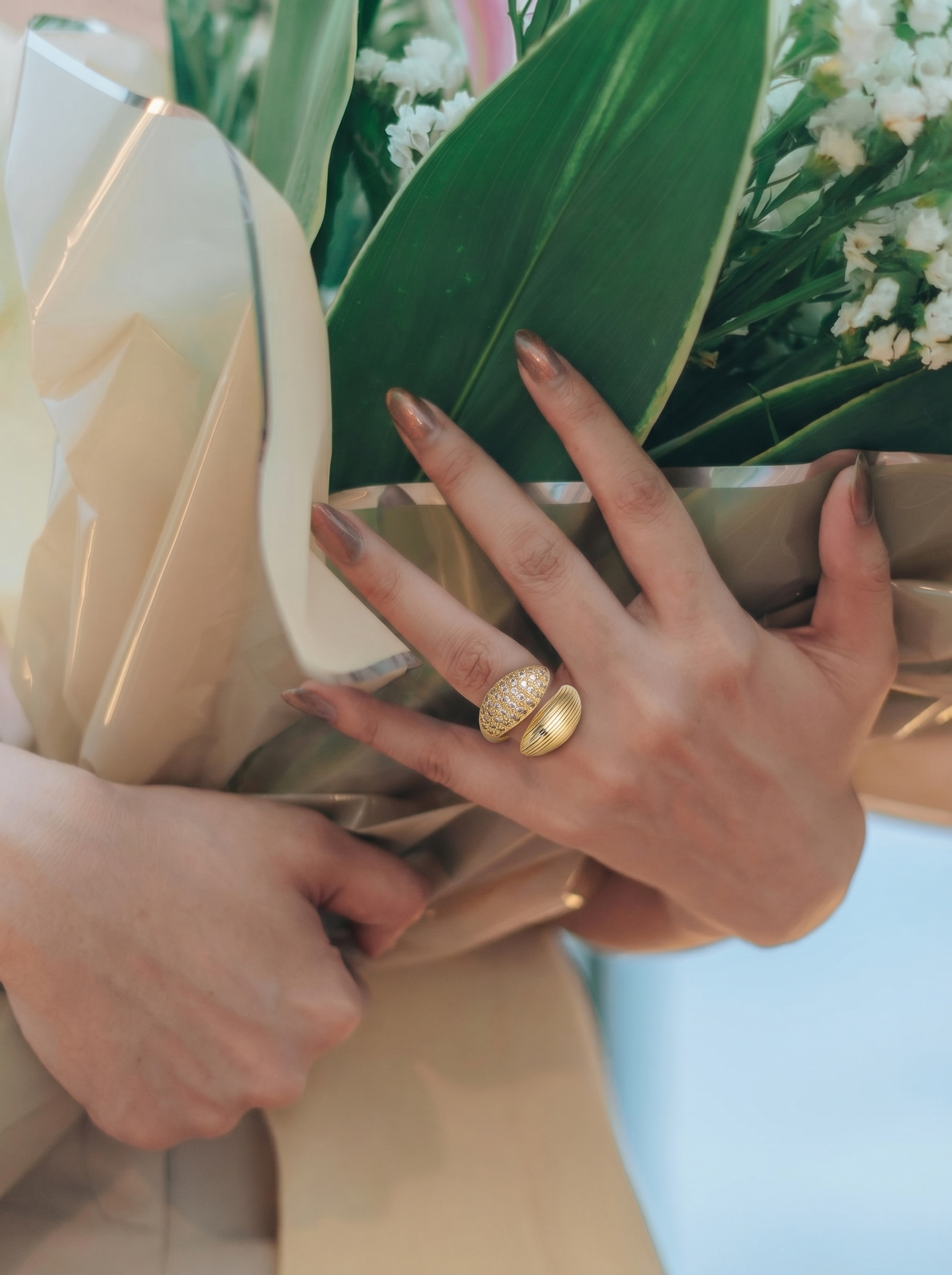 Dual Dome Pavé Ring