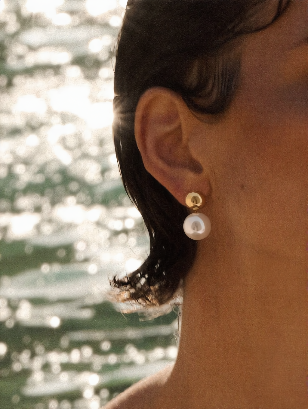 Minimal Pearl Drop Gold Stud Earrings