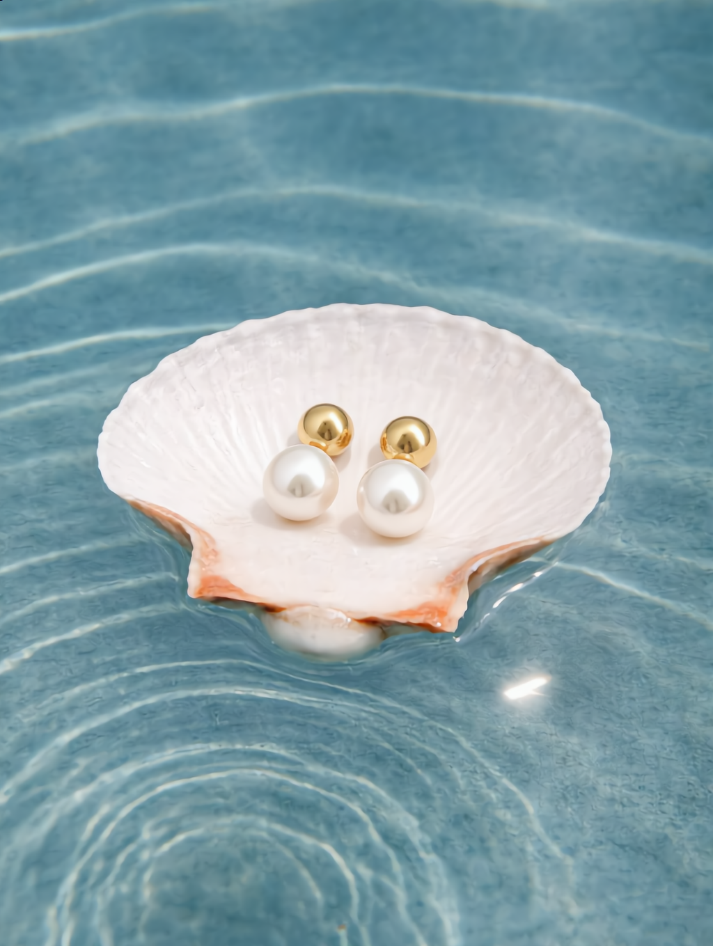 Minimal Pearl Drop Gold Stud Earrings