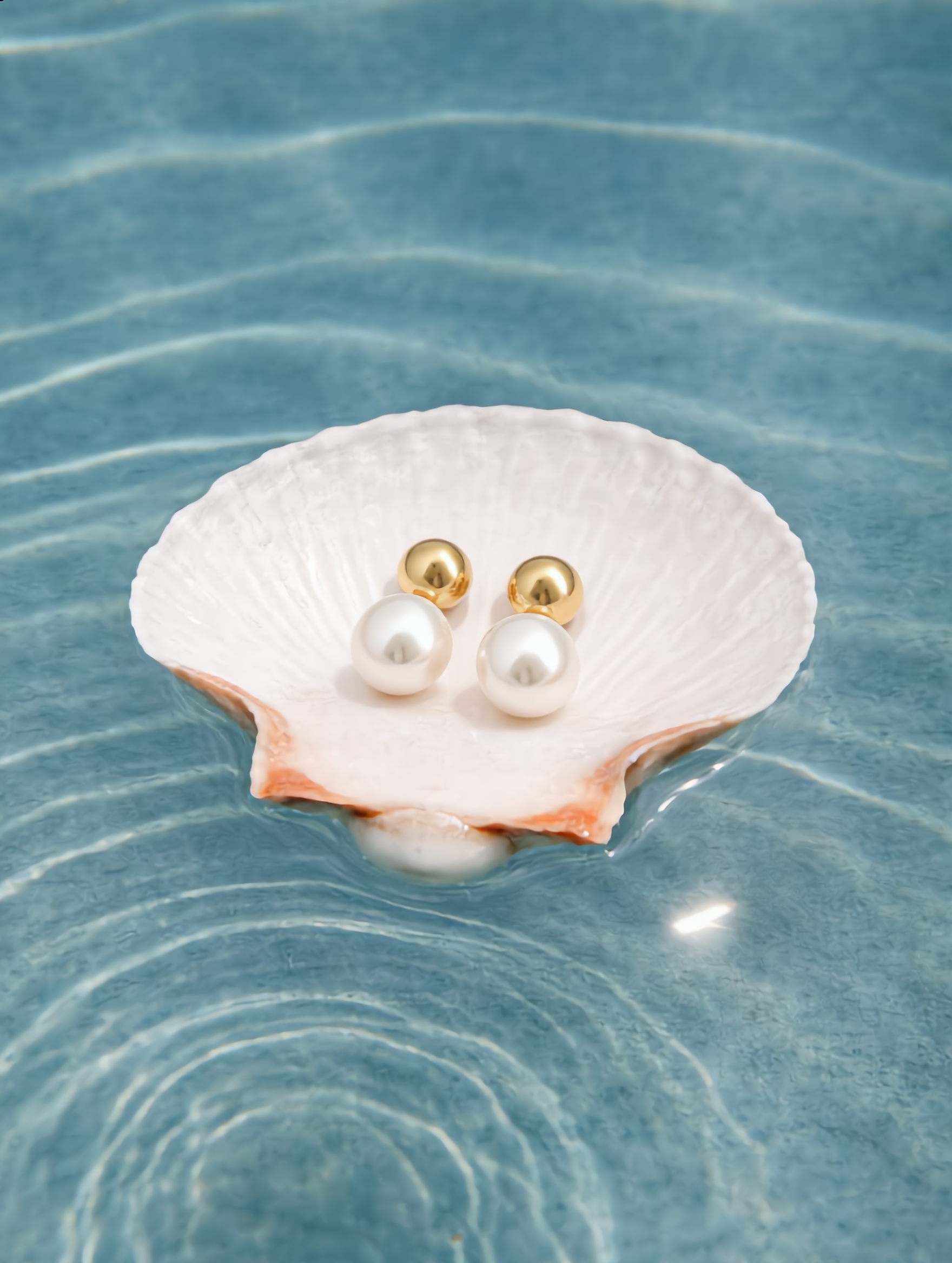 Minimal Pearl Drop Gold Stud Earrings