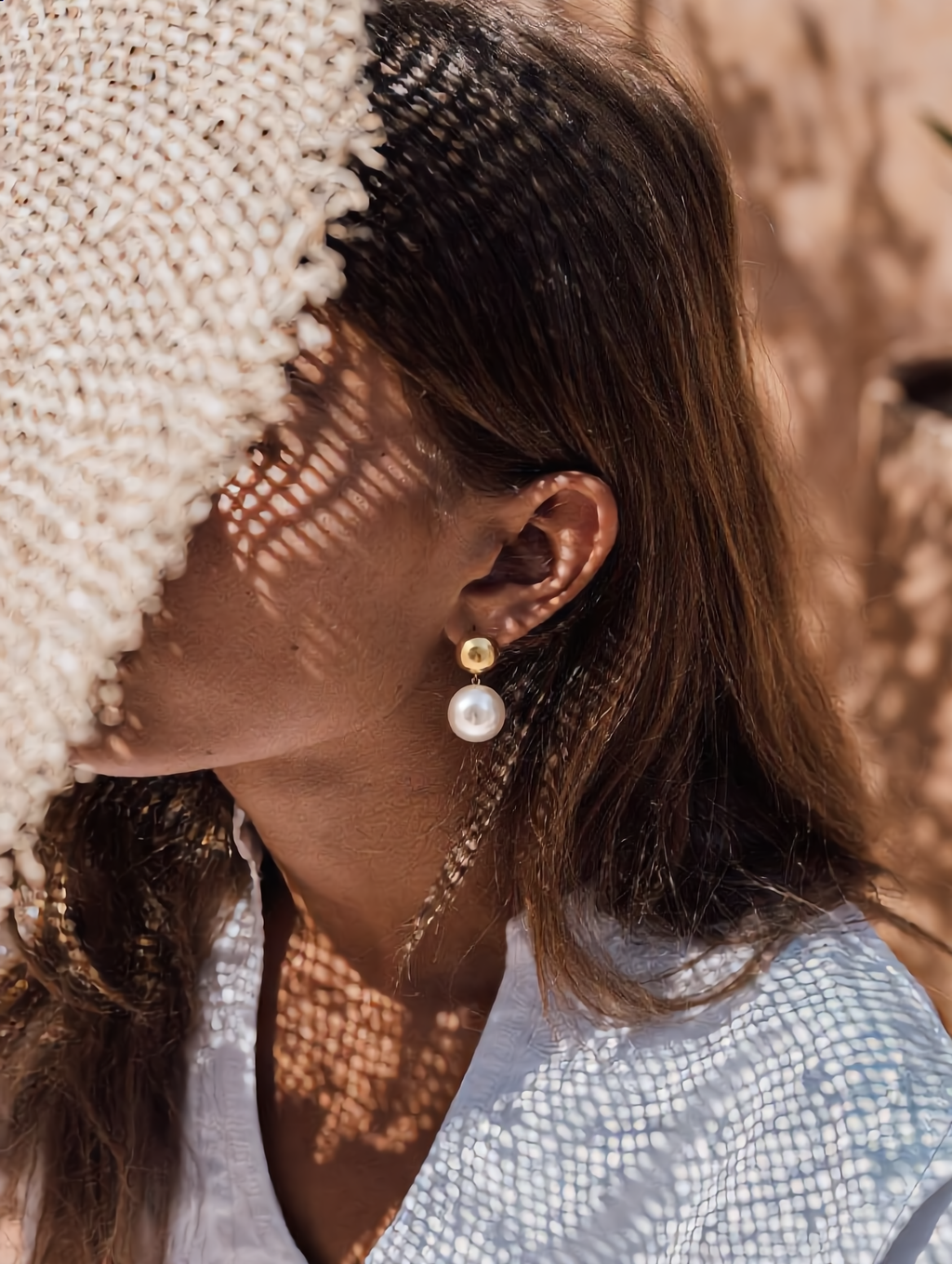 Minimal Pearl Drop Gold Stud Earrings