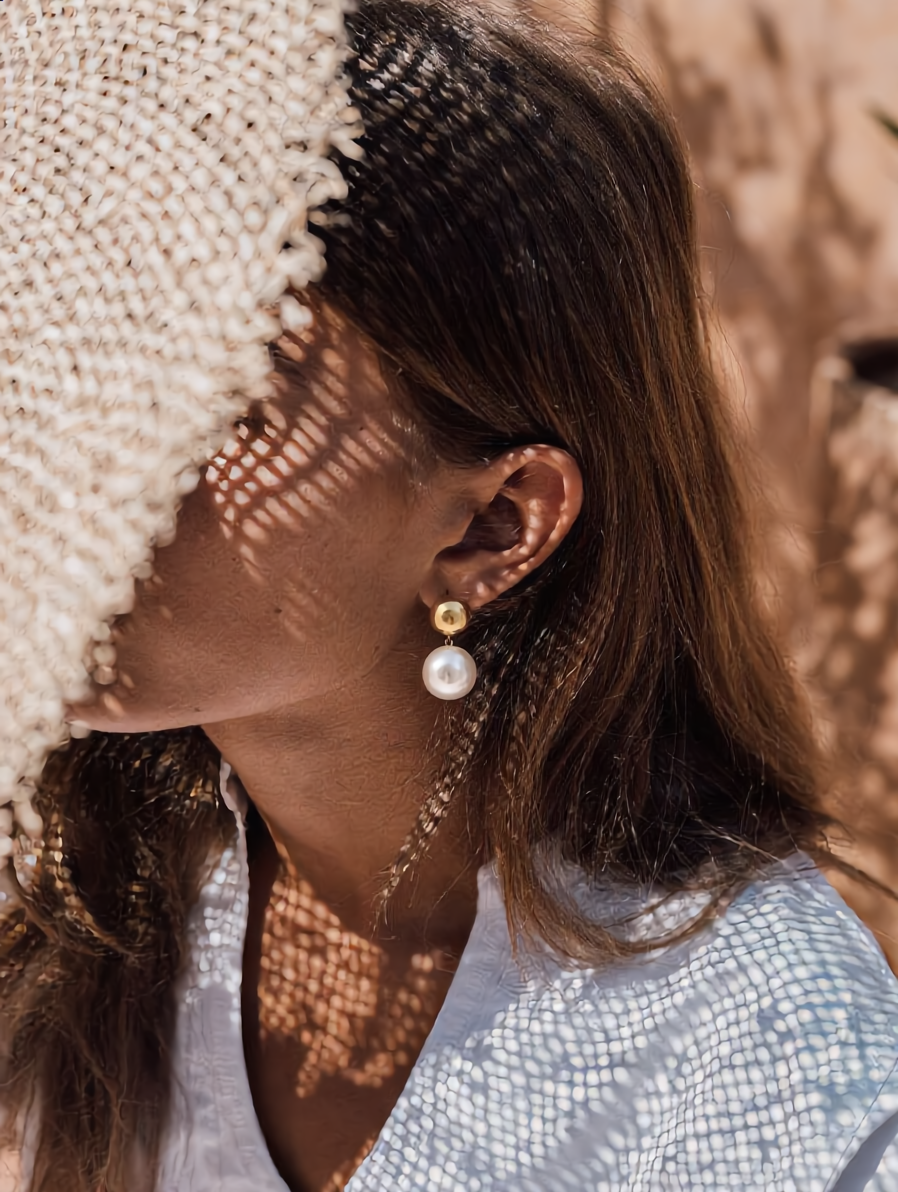 Minimal Pearl Drop Gold Stud Earrings