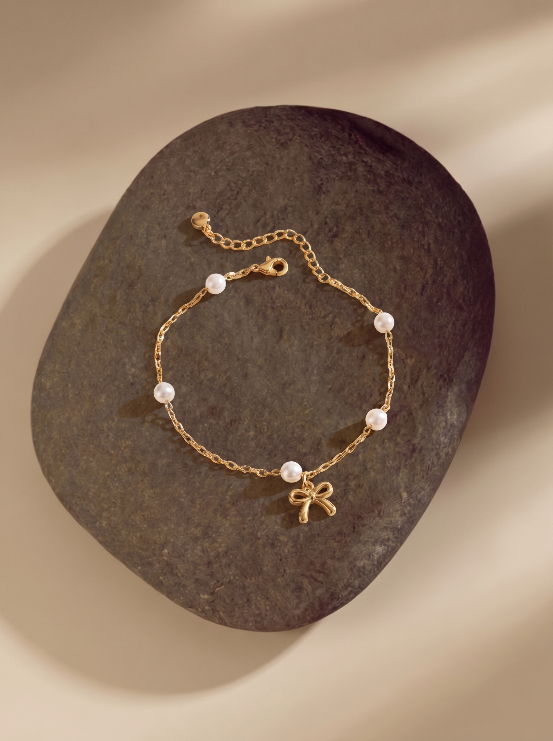 Pearl Bow Charm Bracelet