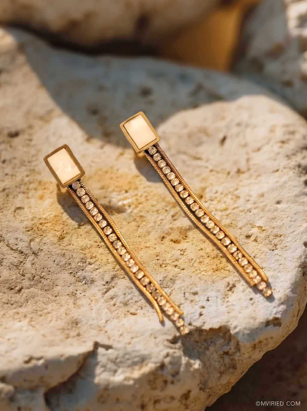 Modern Crystal Tassel Gold Dangler Earrings