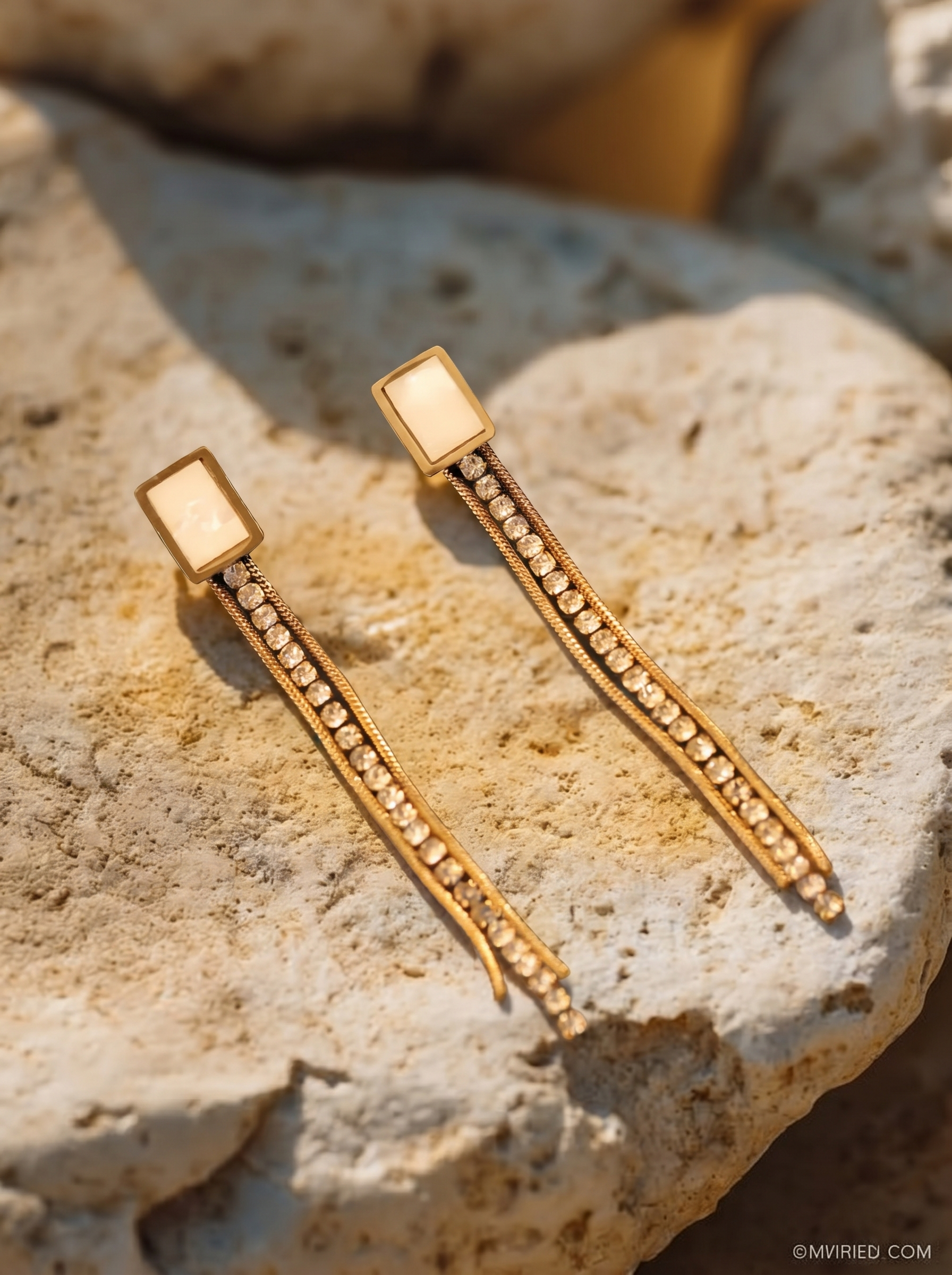 Modern Crystal Tassel Gold Dangler Earrings