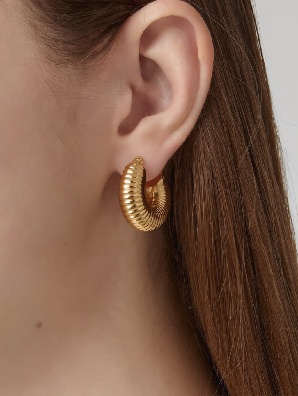 Textured Ribbed Gold Hoop Earrings