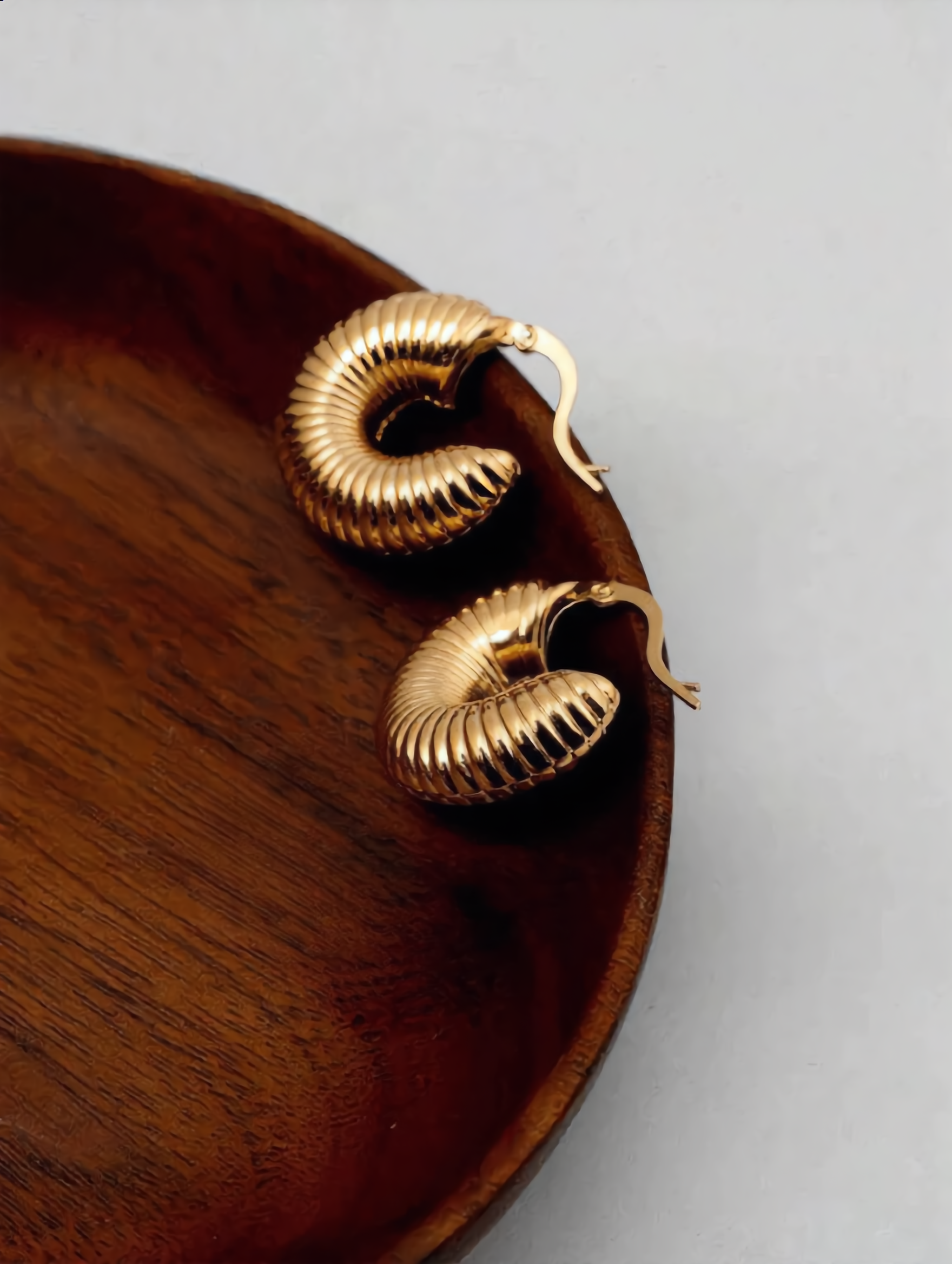 Textured Ribbed Gold Hoop Earrings