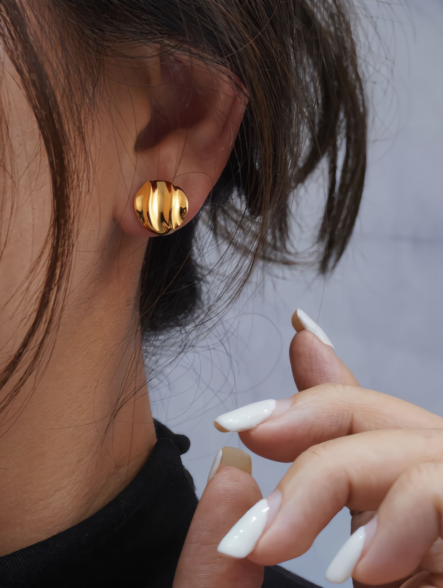Minimal Dome Gold Stud Earrings
