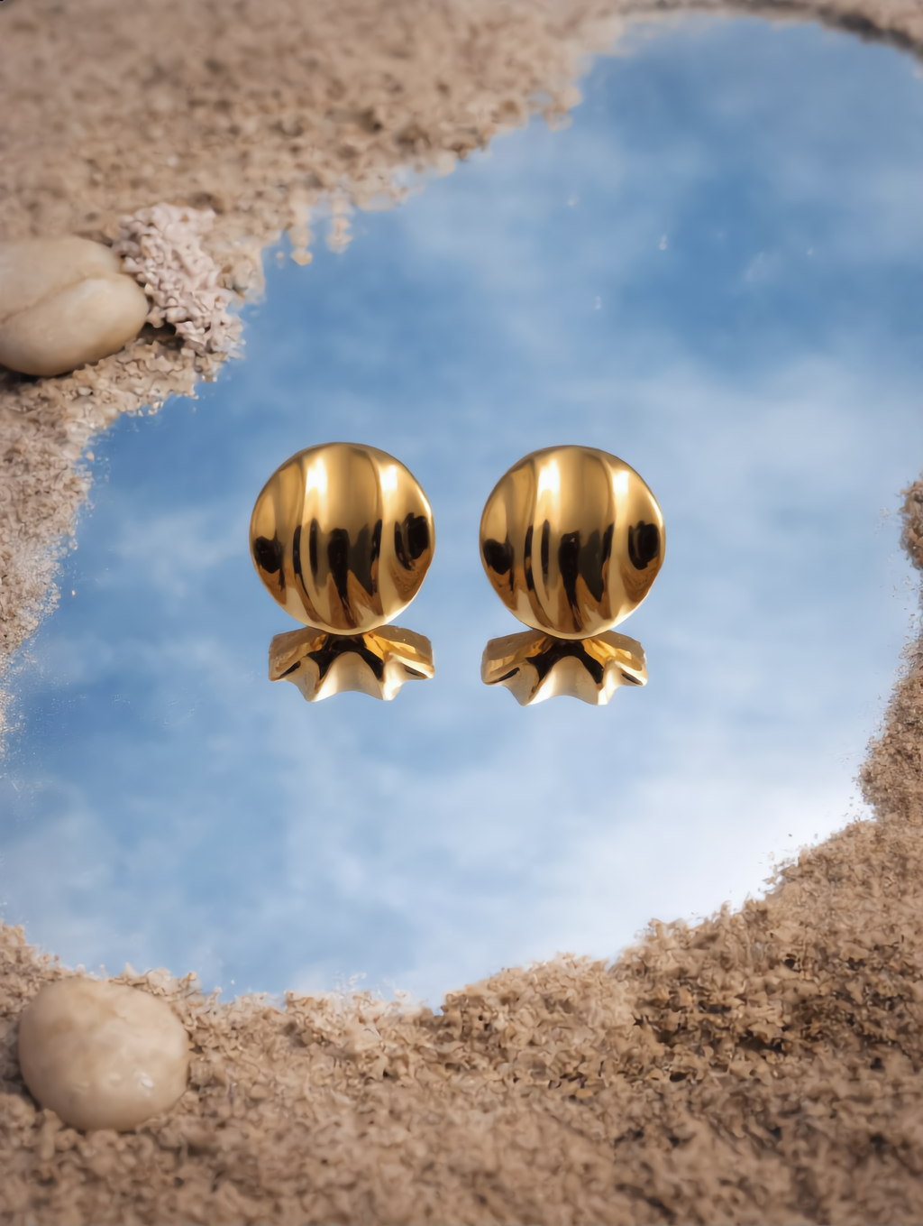 Minimal Dome Gold Stud Earrings