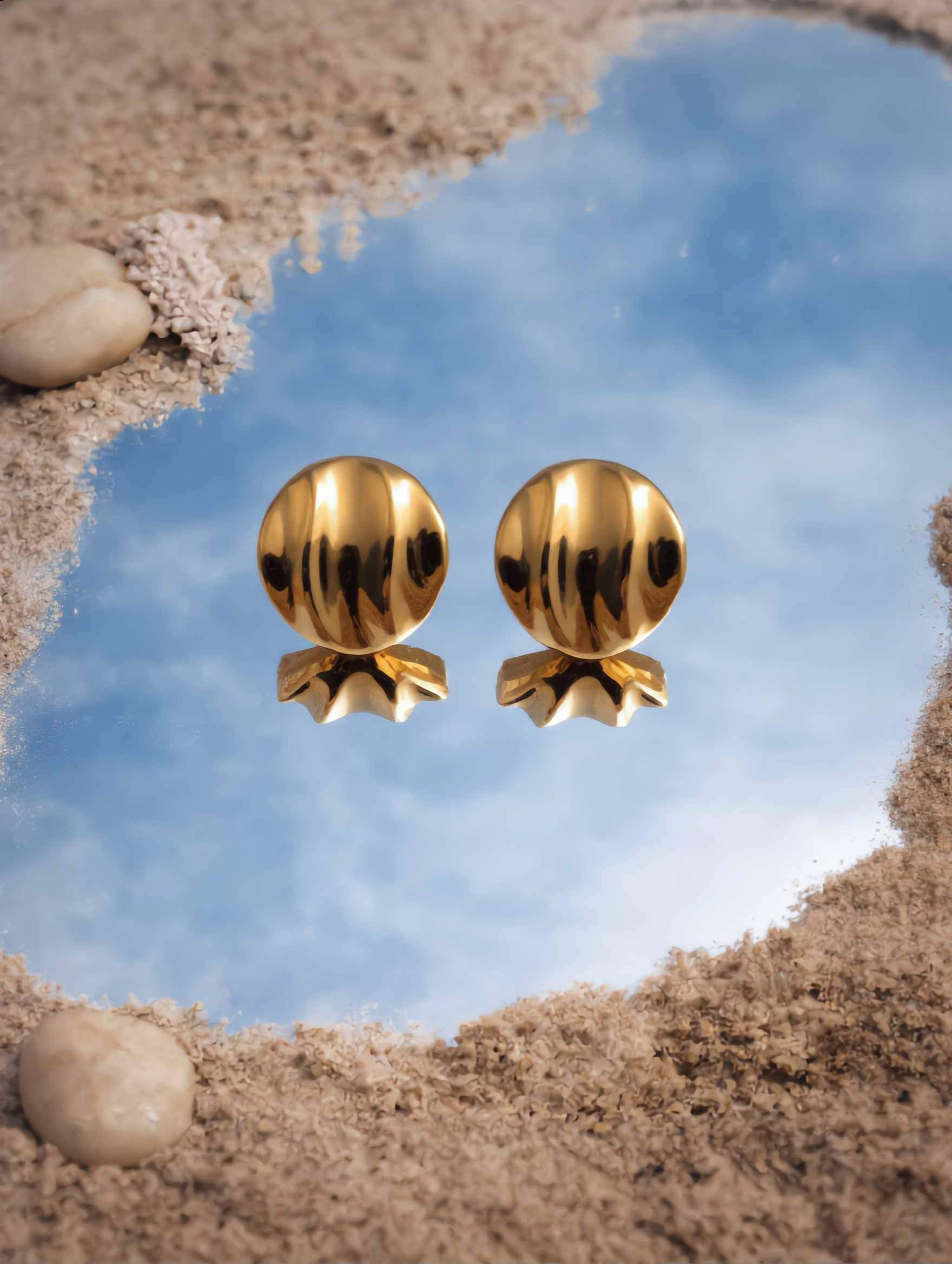 Minimal Dome Gold Stud Earrings