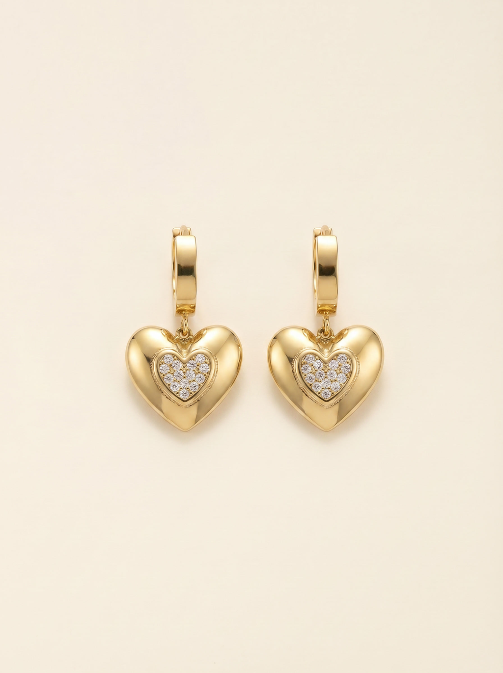 Golden Heart Drop Earrings