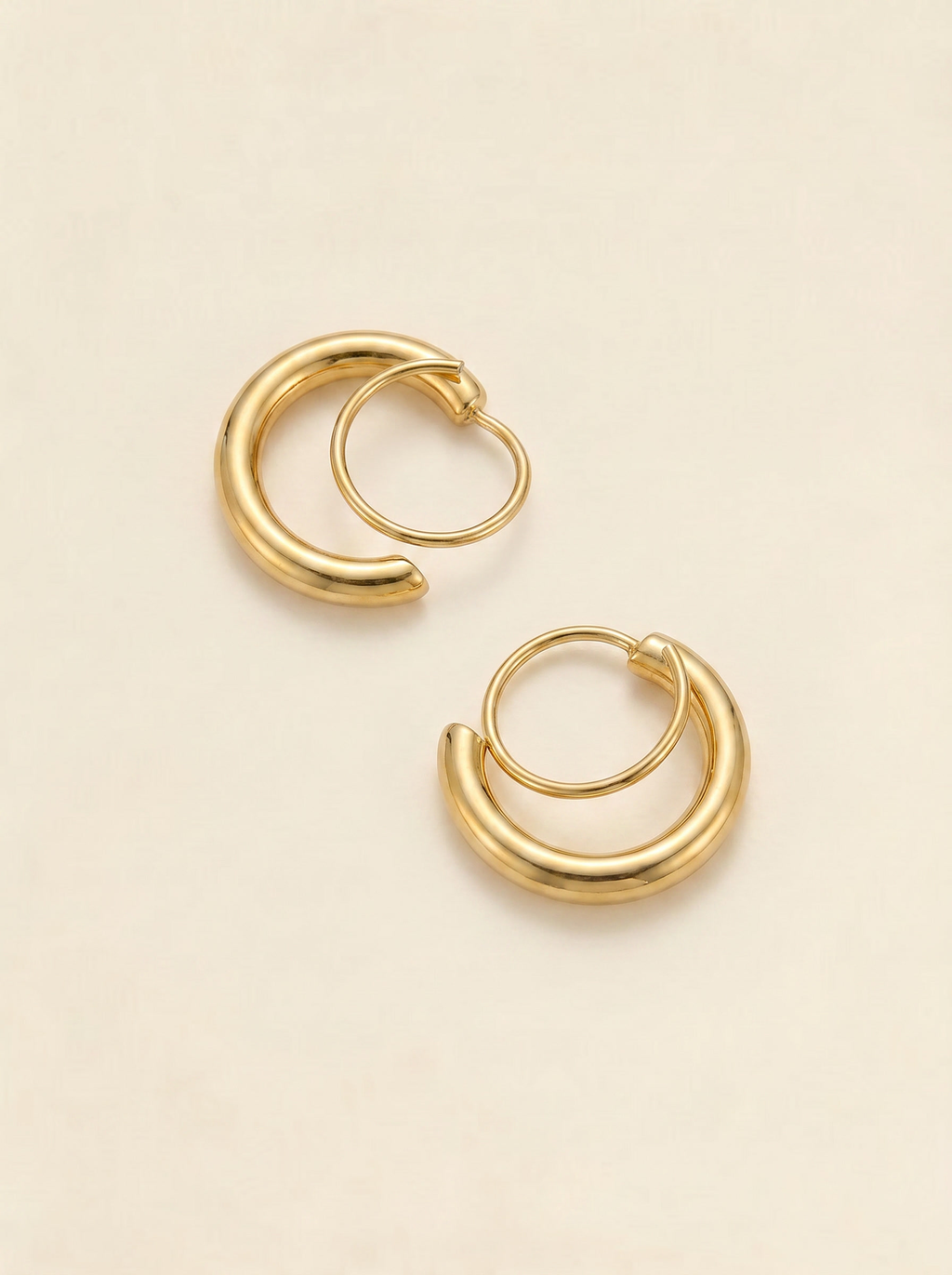 Double Halo Gold Hoop Earrings