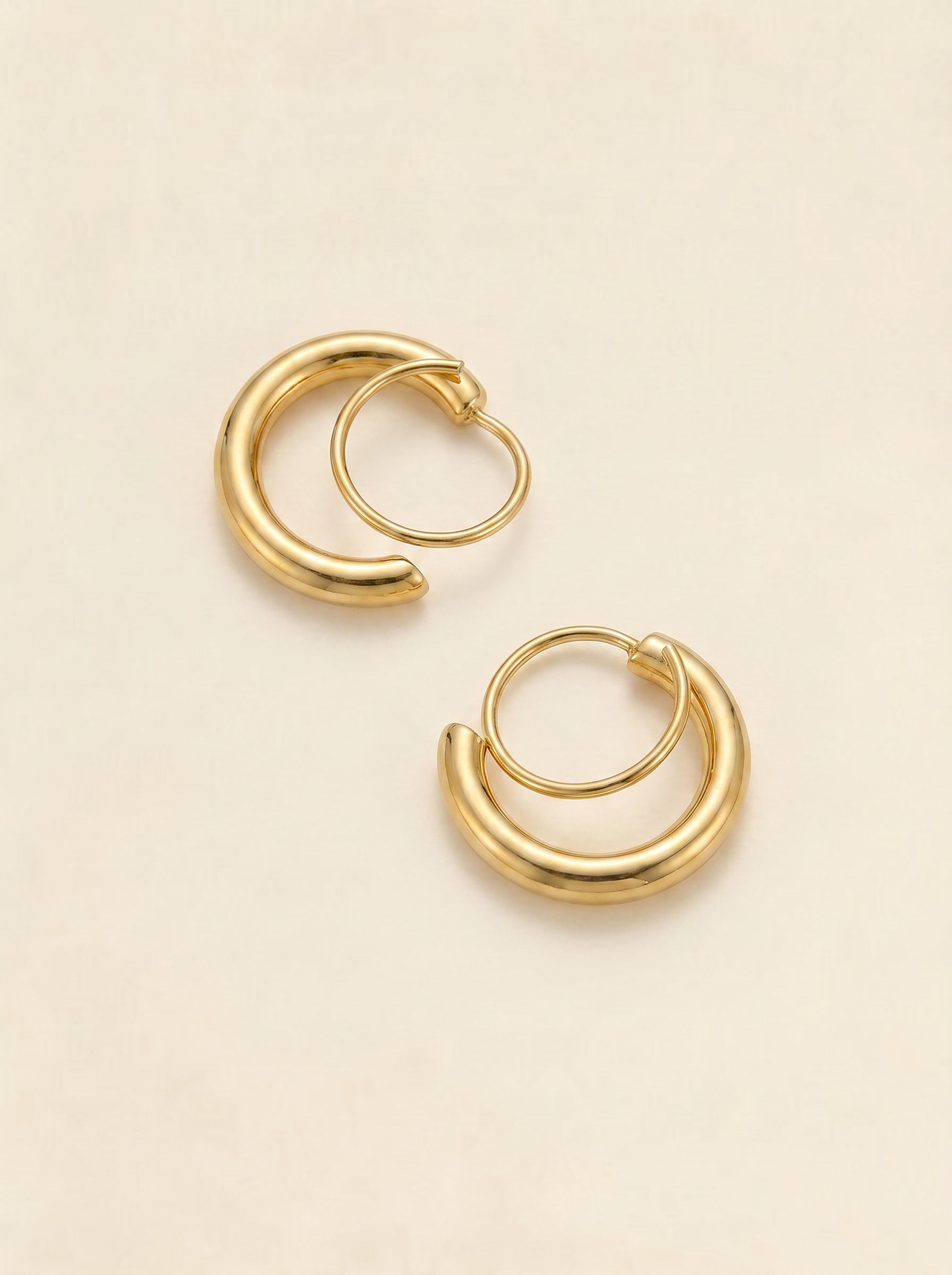 Double Halo Gold Hoop Earrings